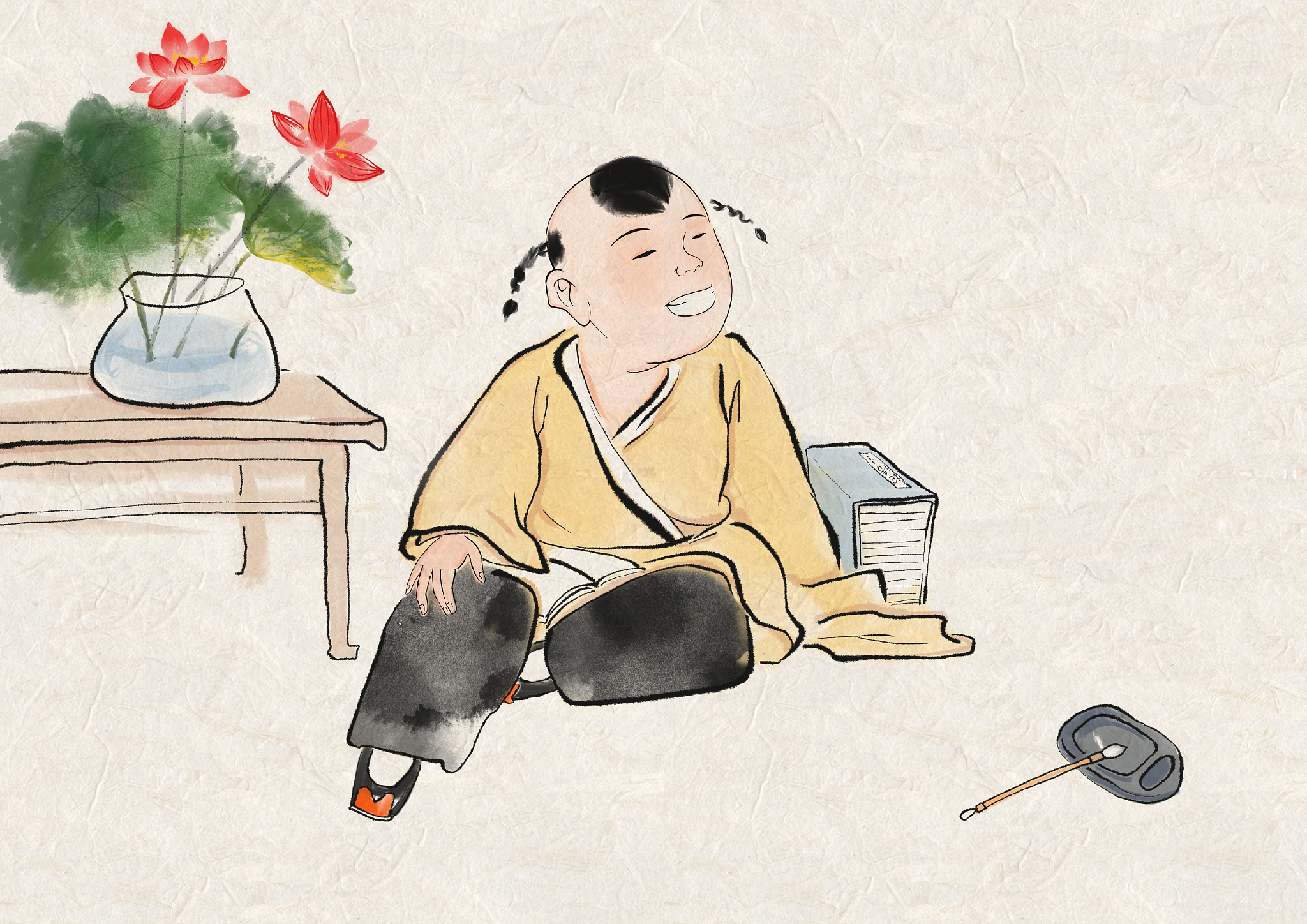 古典水墨插画儿童古代诗词人物