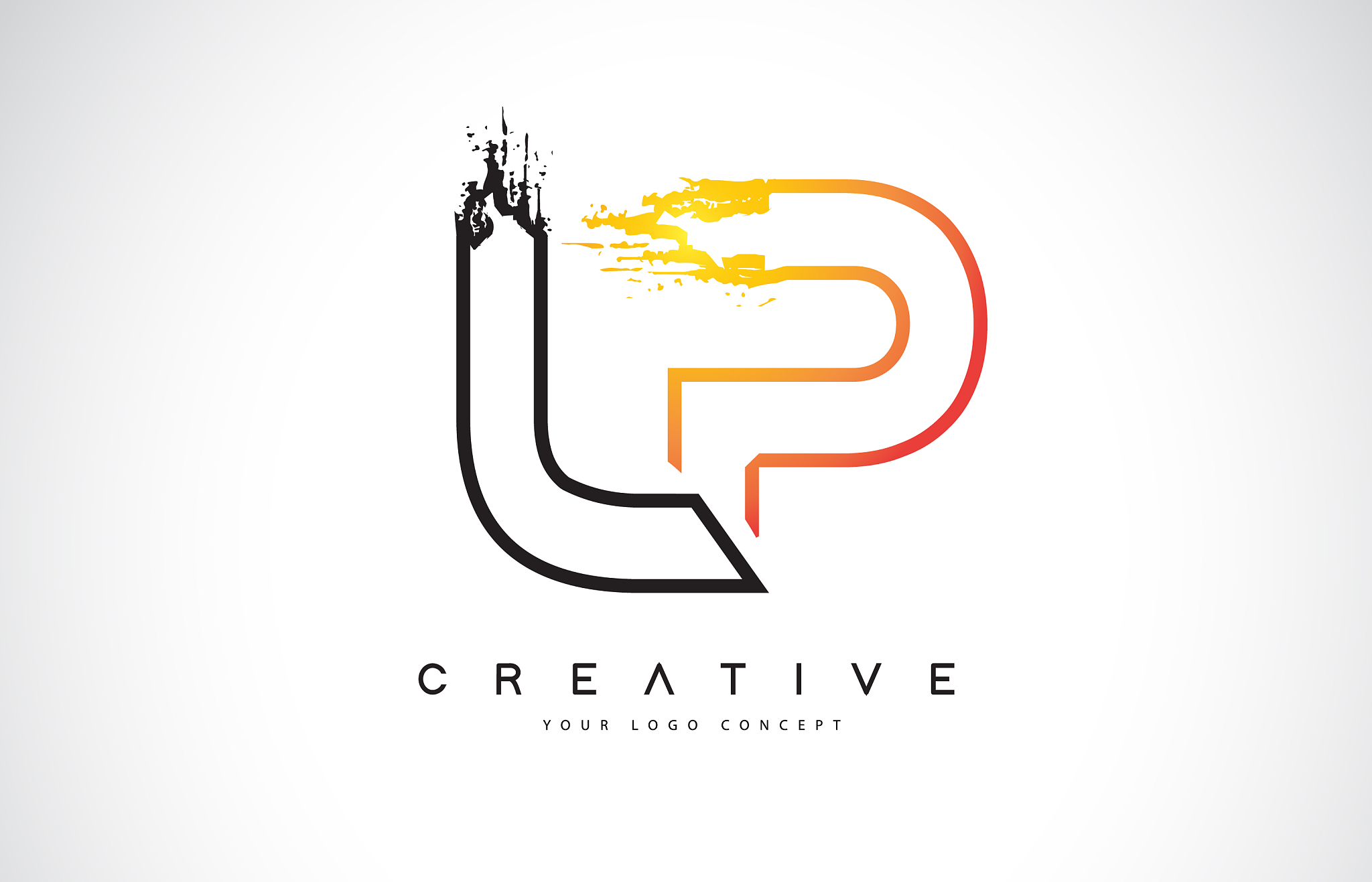 lp creative modern logo design with orange and