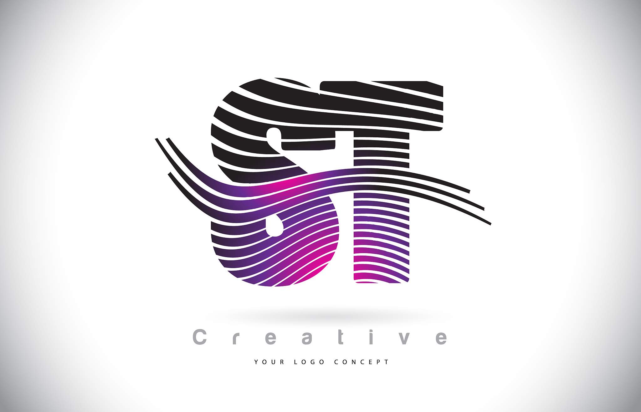st s t zebra texture letter logo design with