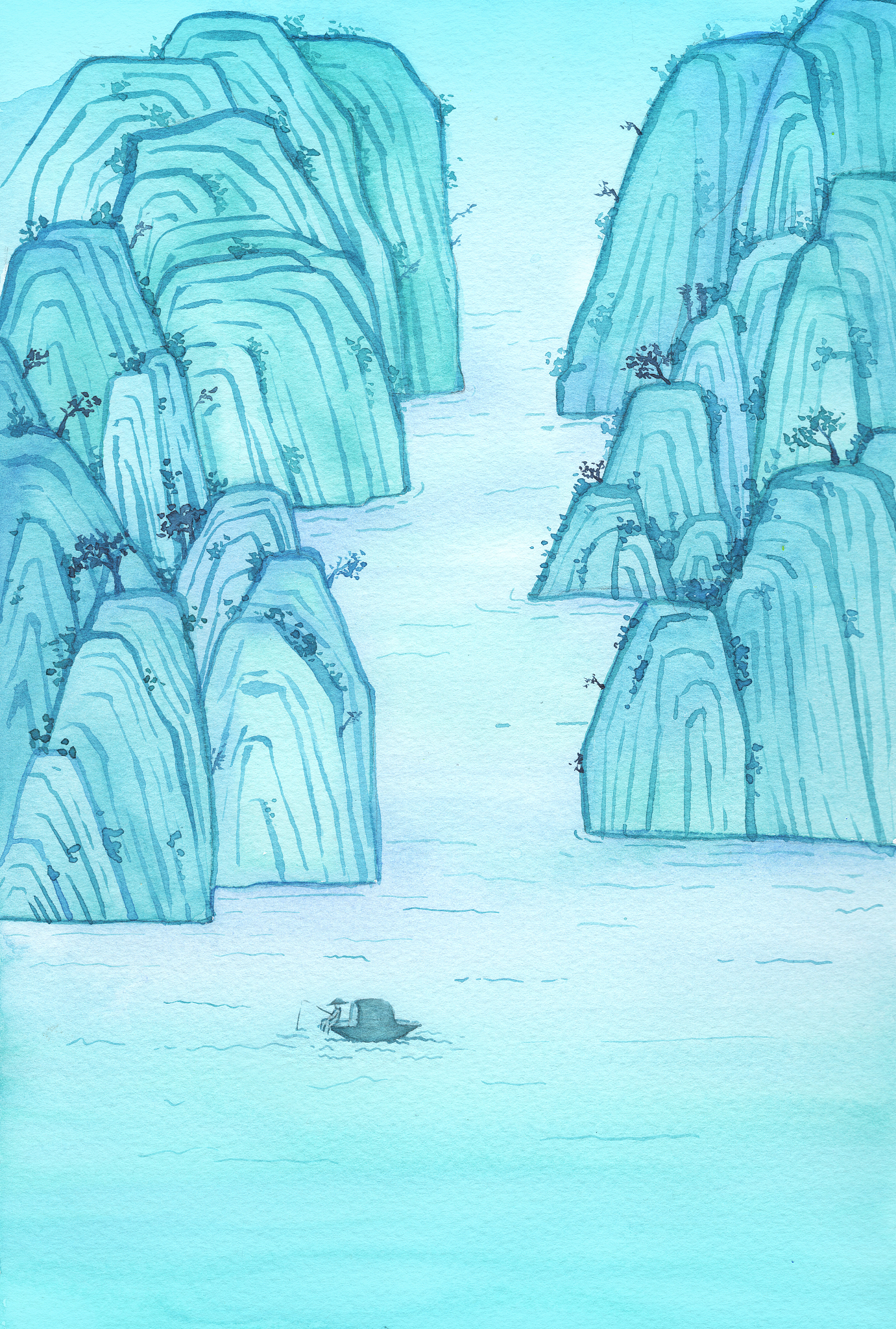 七字诗：山川瀑布壮丽美景