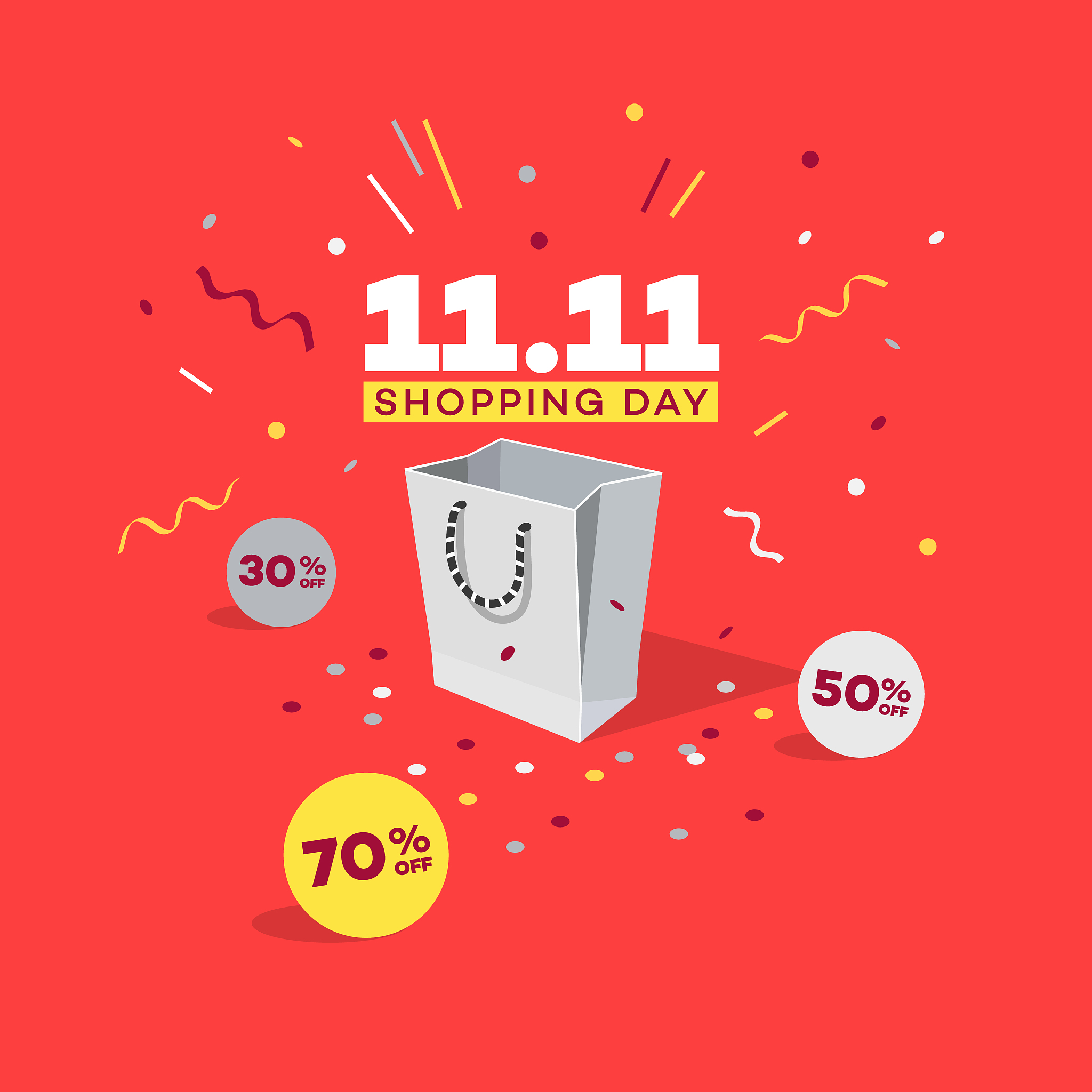 special offer 11.11 shopping day discount symbol with shopping b