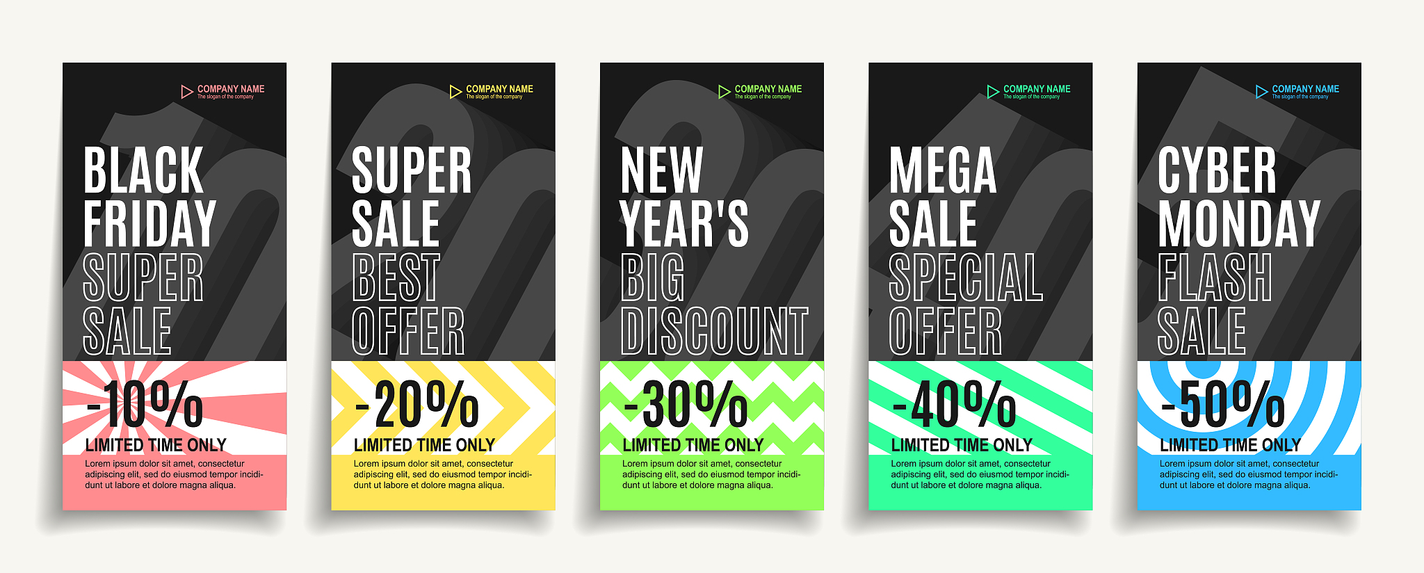 set of promotional flyers with discounts for any event.