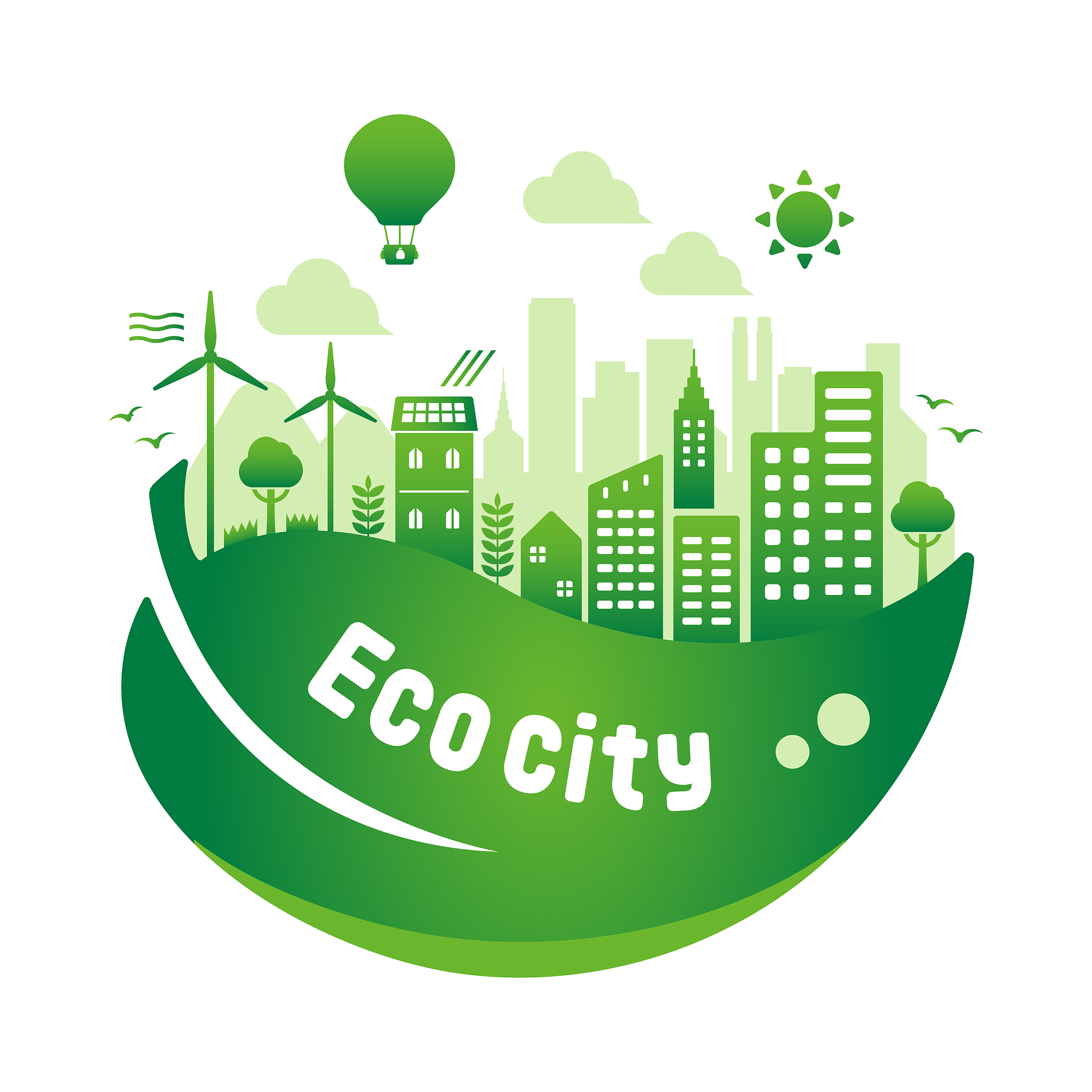 green eco city vector illustration ( ecology concept , nature co