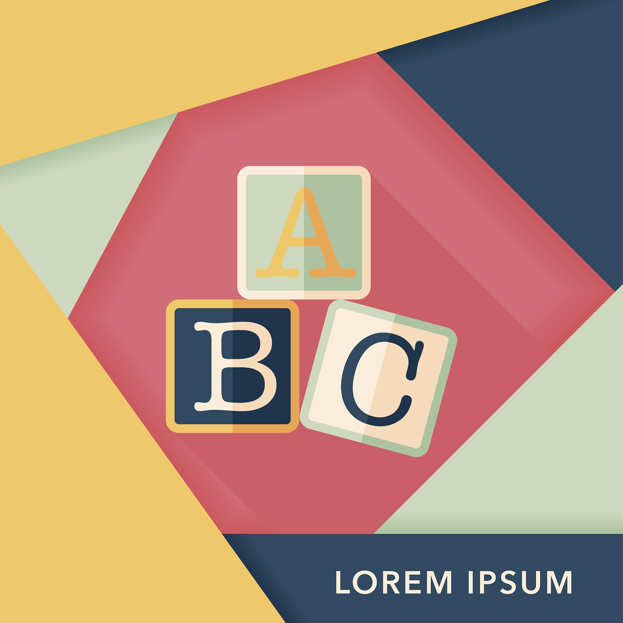 ab<strong>c</strong> blocks flat icon with long shadow,eps10