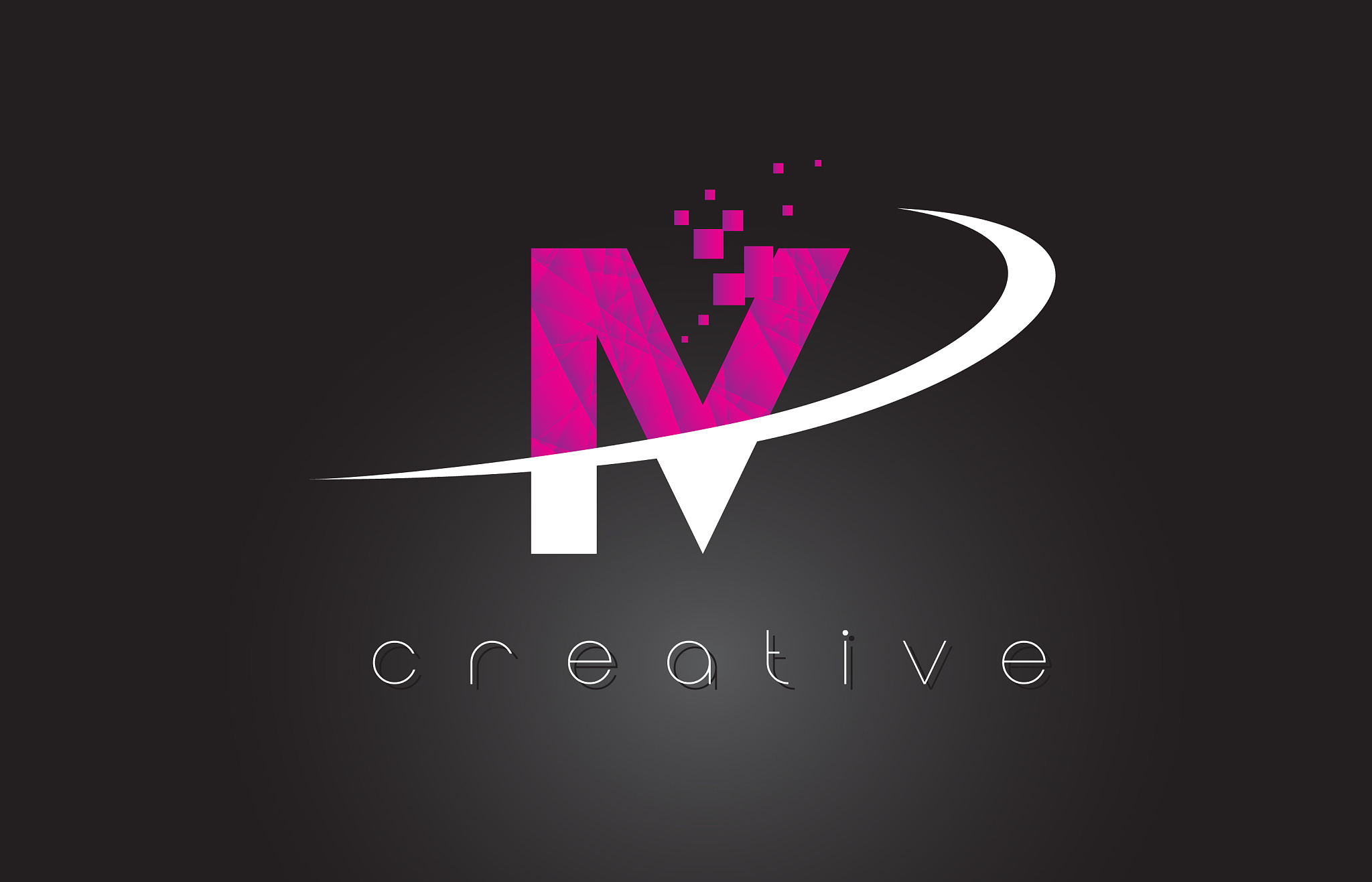 iv i v creative letters design with white pink