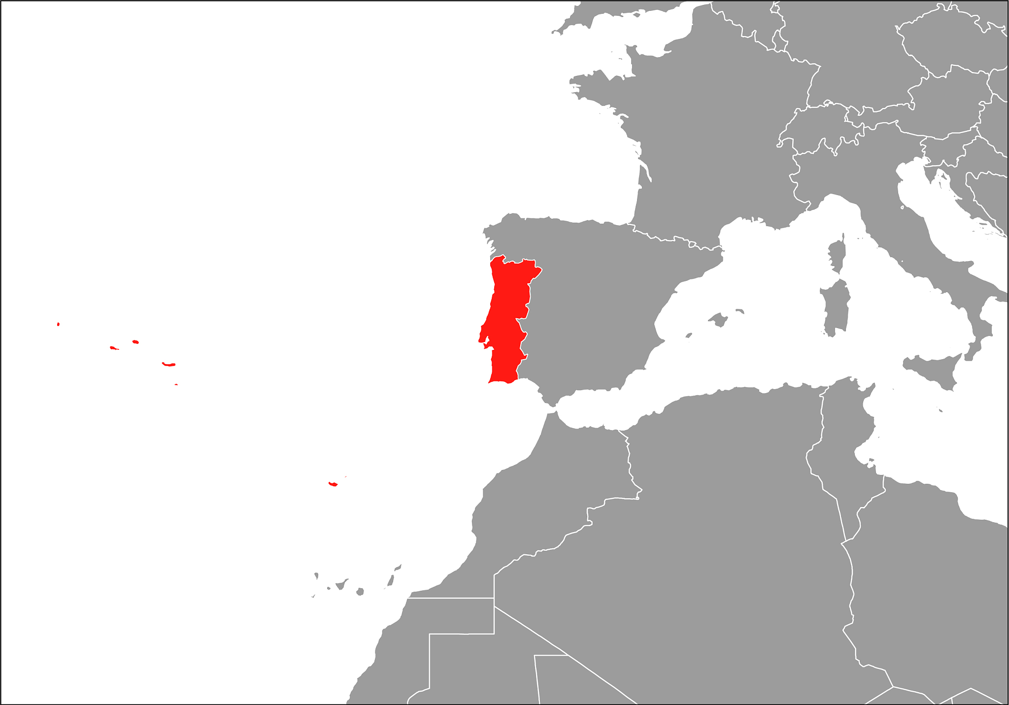 portugal map on gray base