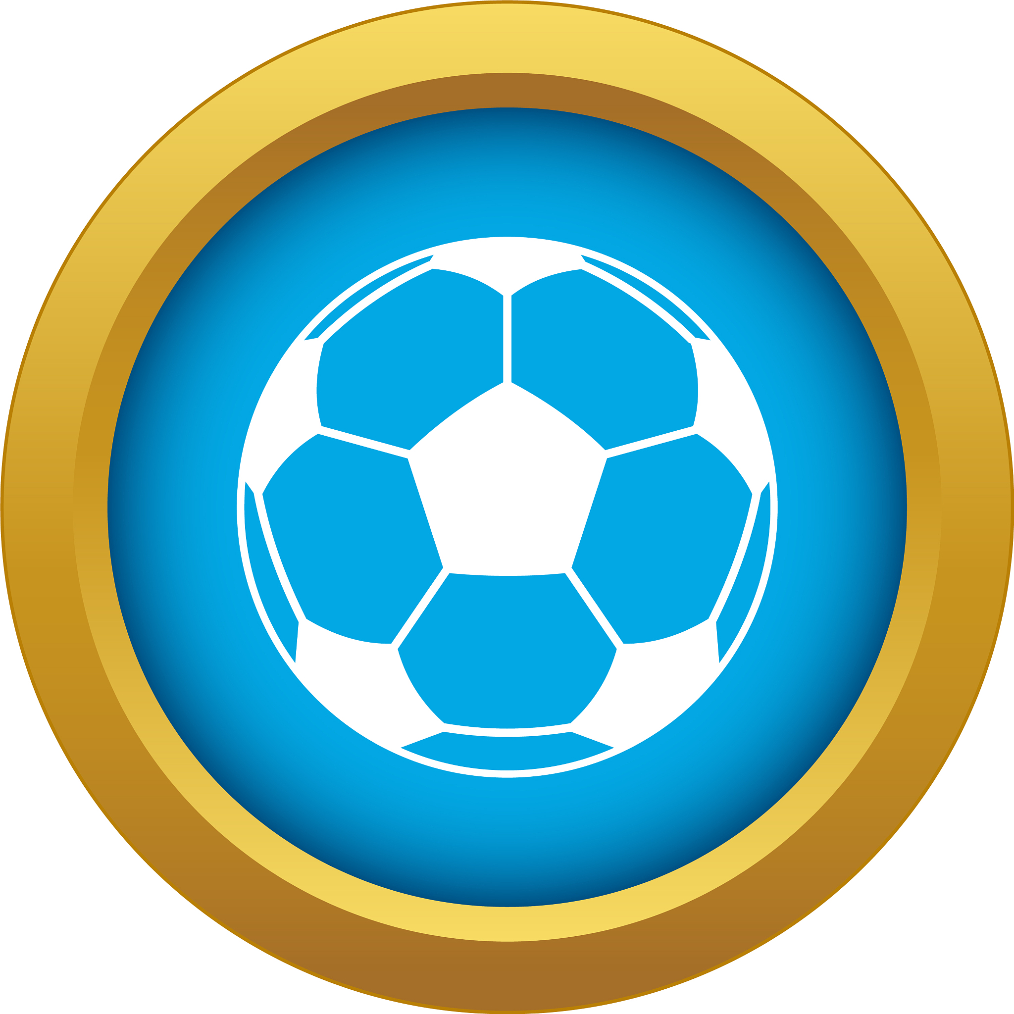 football or soccer ball icon blue isolated