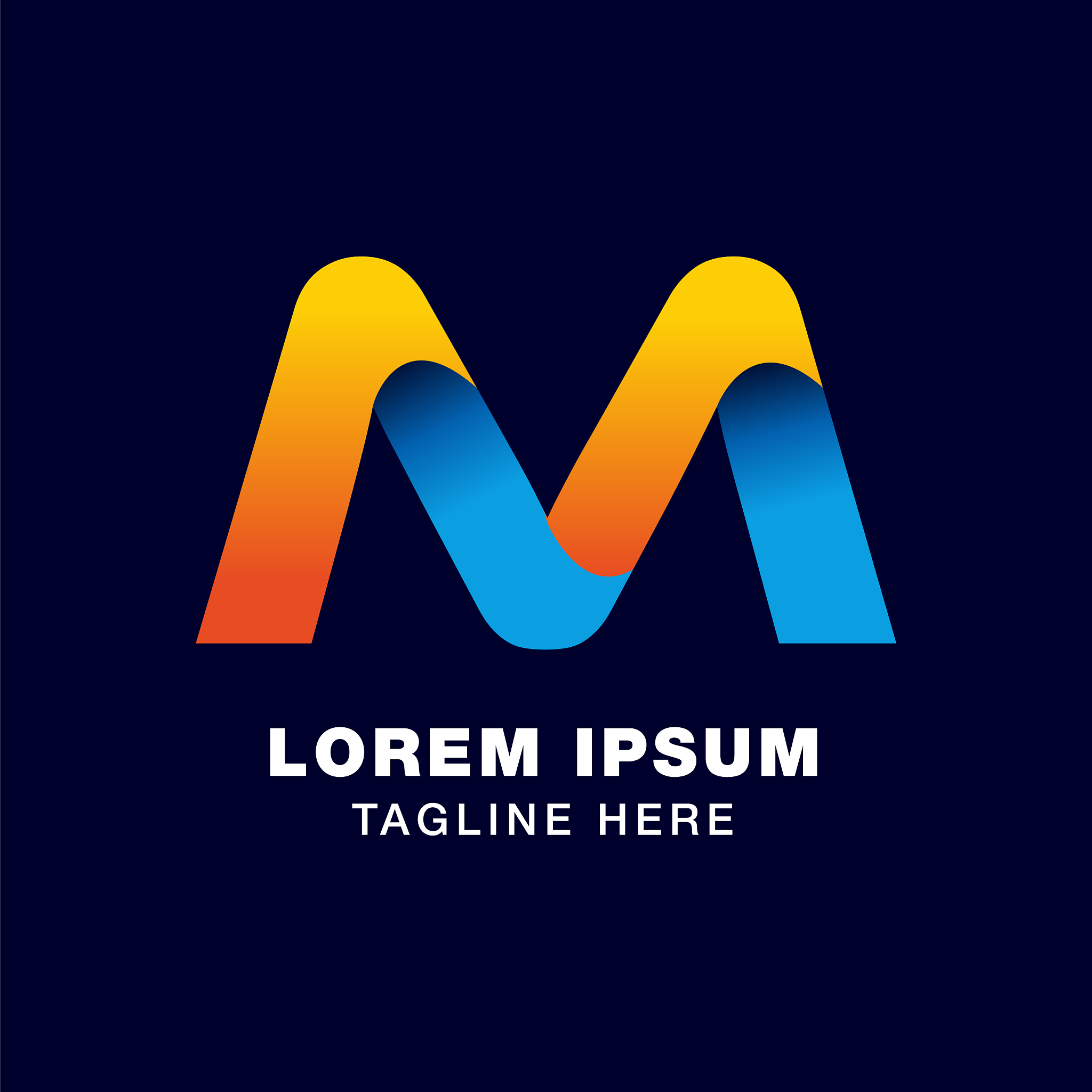 digital letter m logo template in gradients style