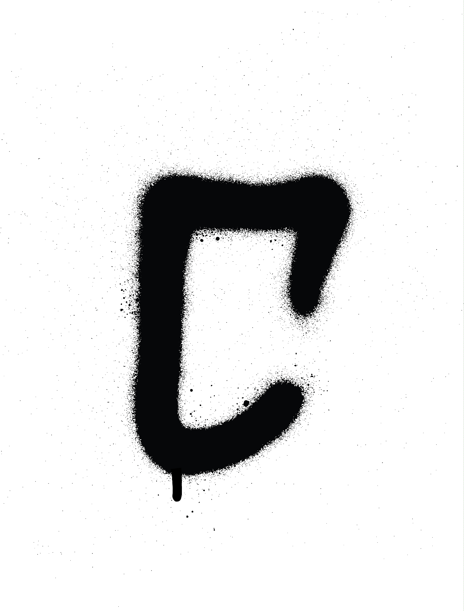 sprayed c font graffiti with leak in black