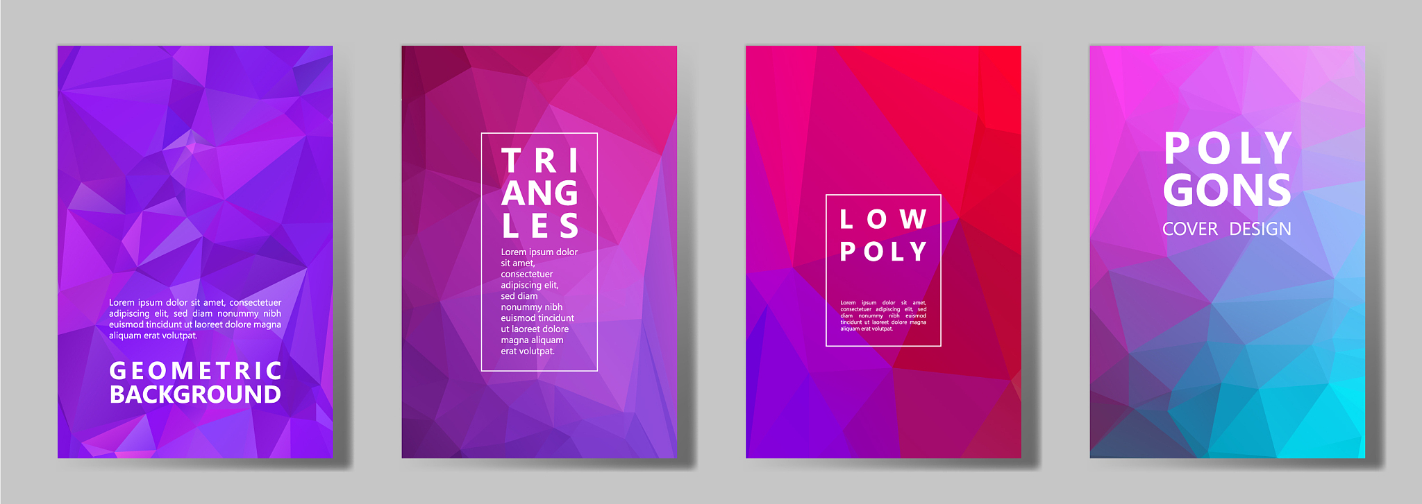 facet polygonal abstract cover pages low poly set