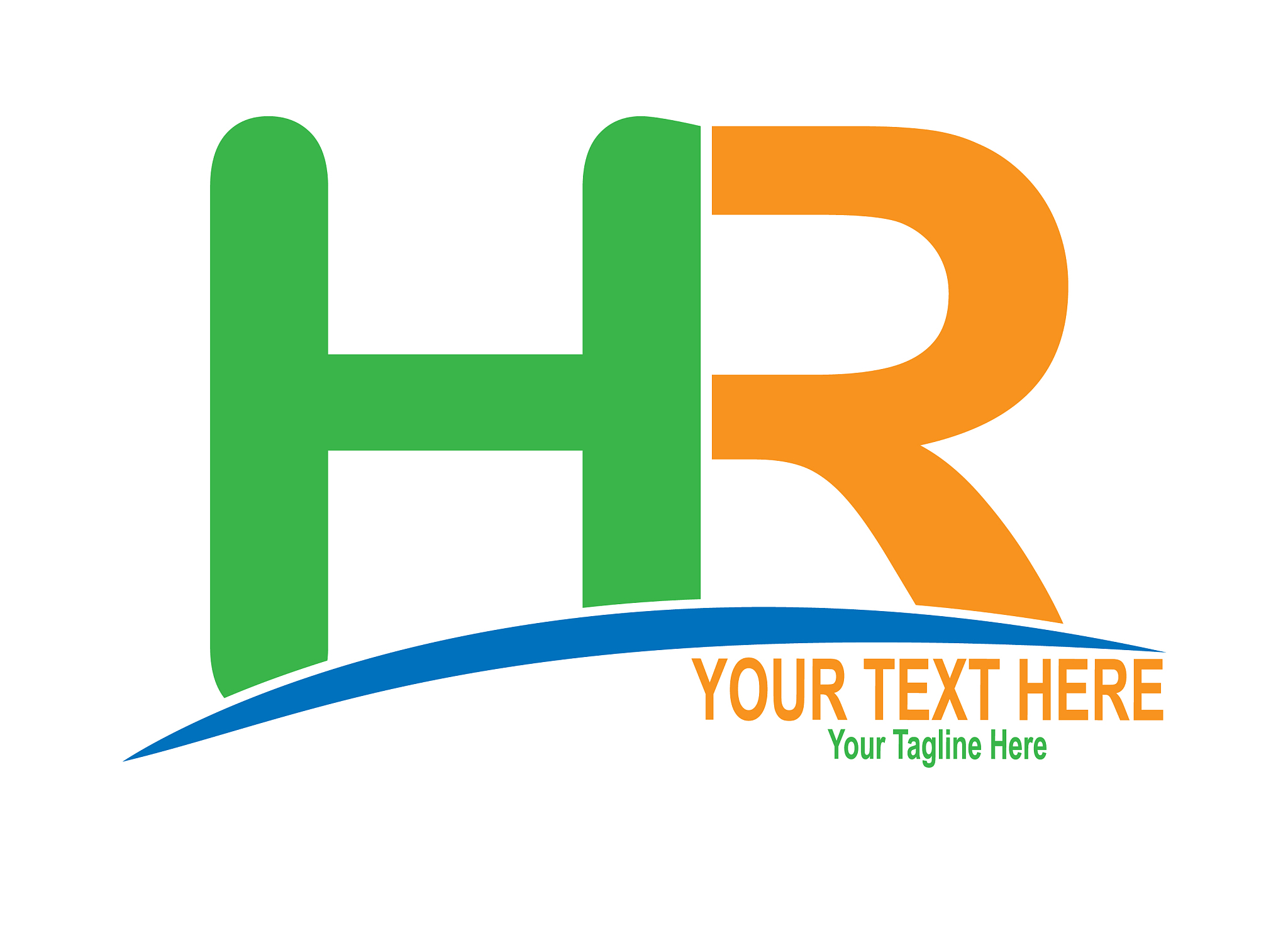 letters h and r color flat style for logo design