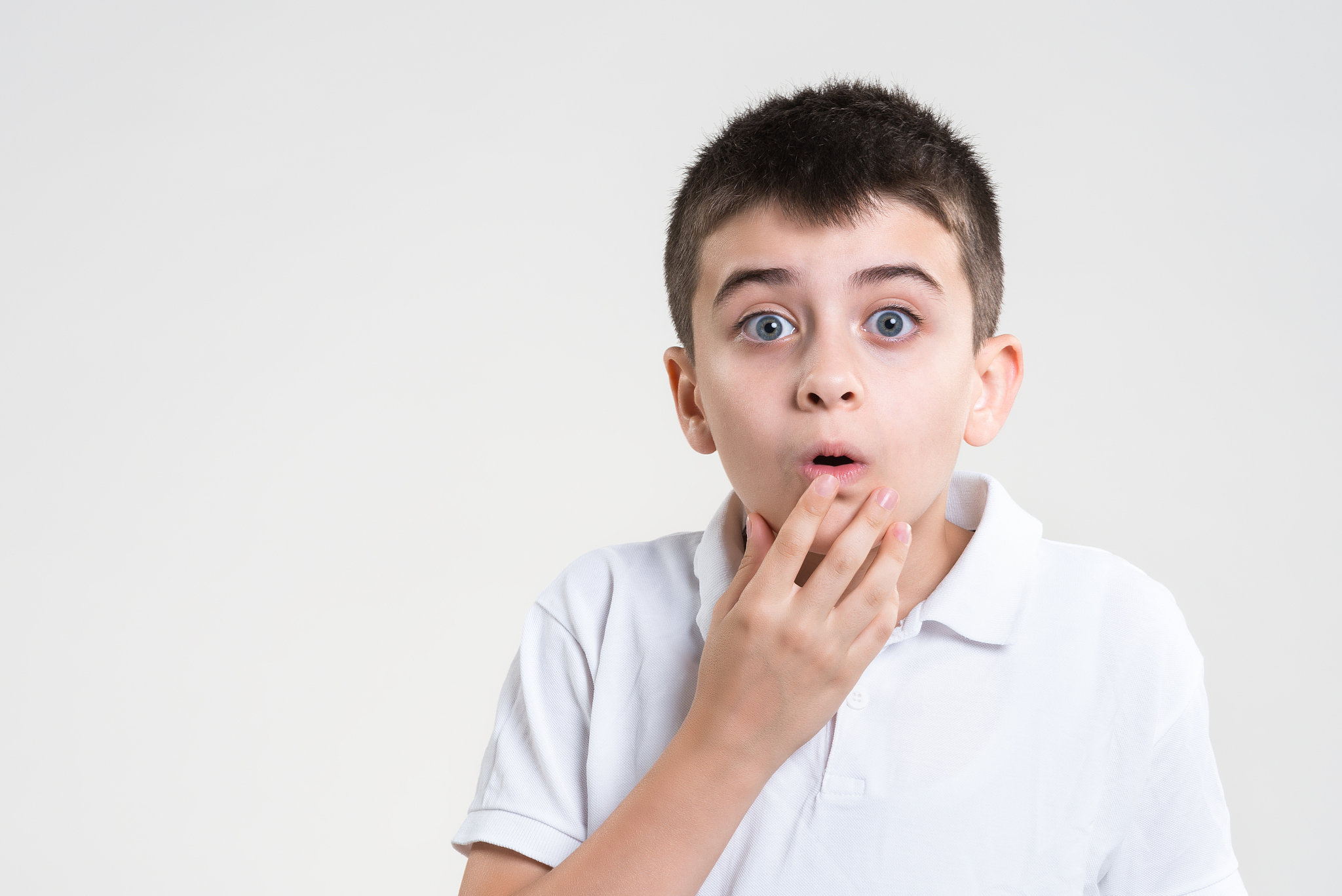 very surprised boy