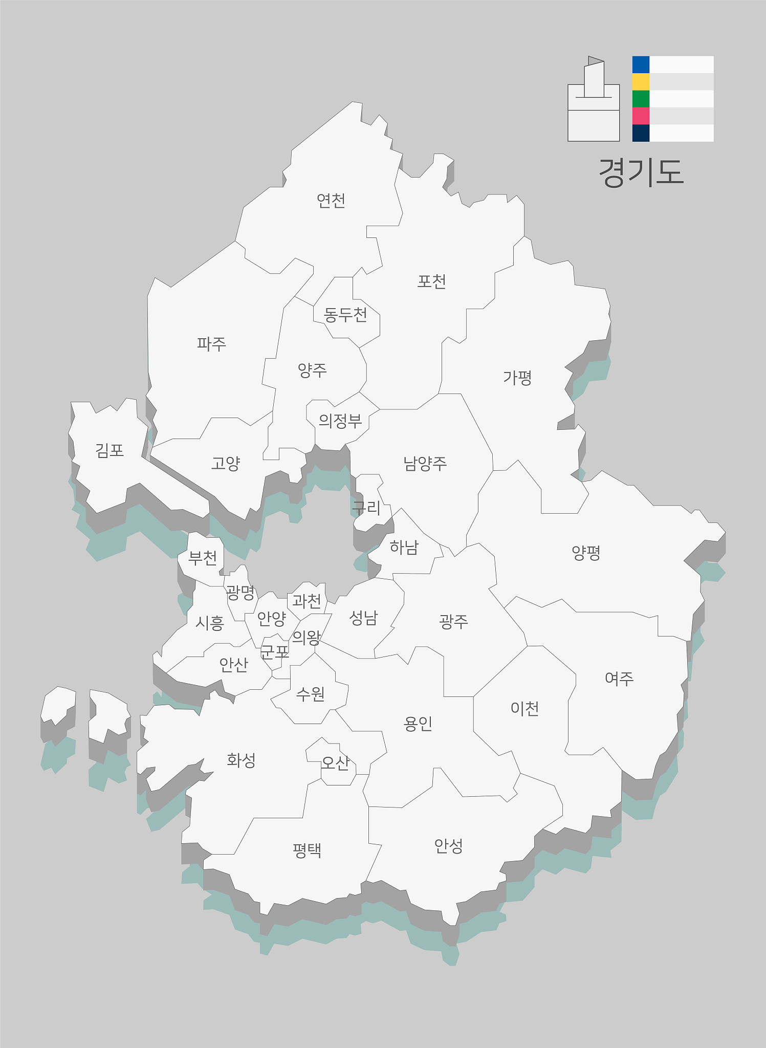 local map of south korea line vector illustration 002