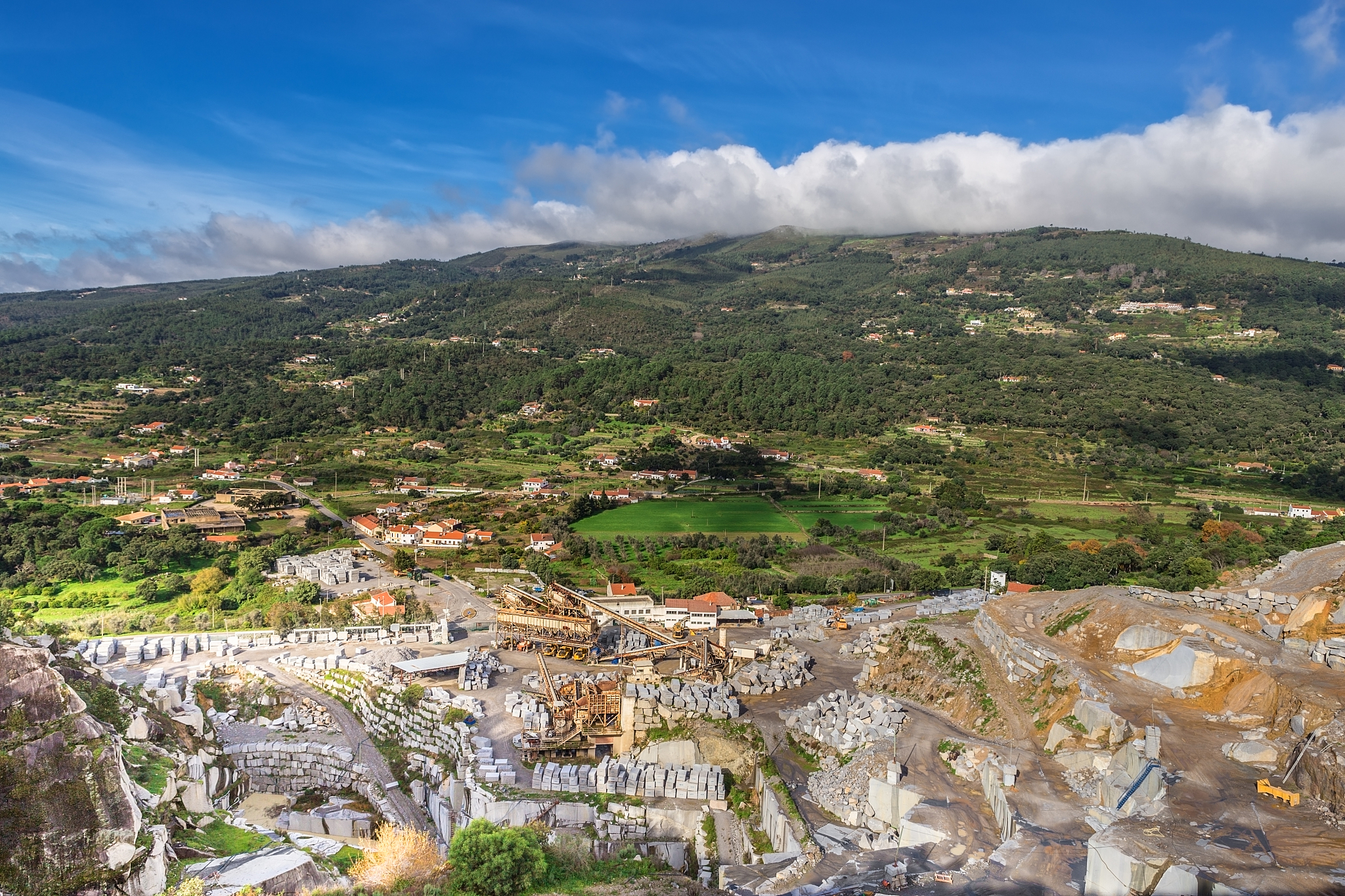 quarry mine in a landscape. extraction resources.
