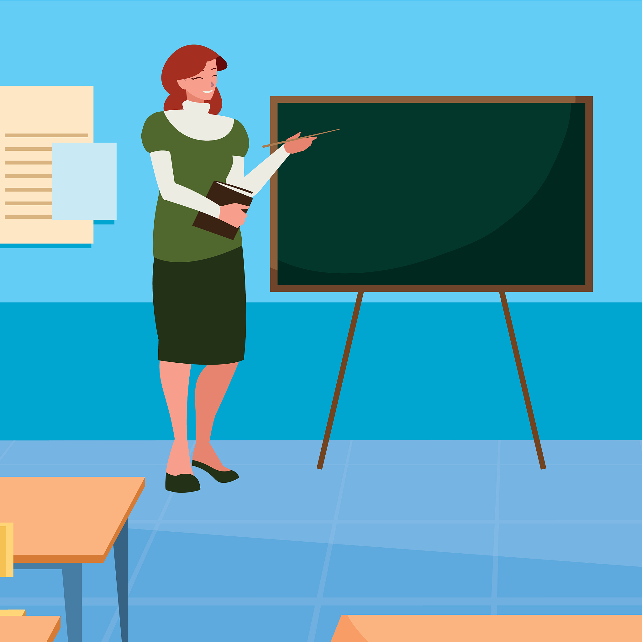 female teacher in classroom character