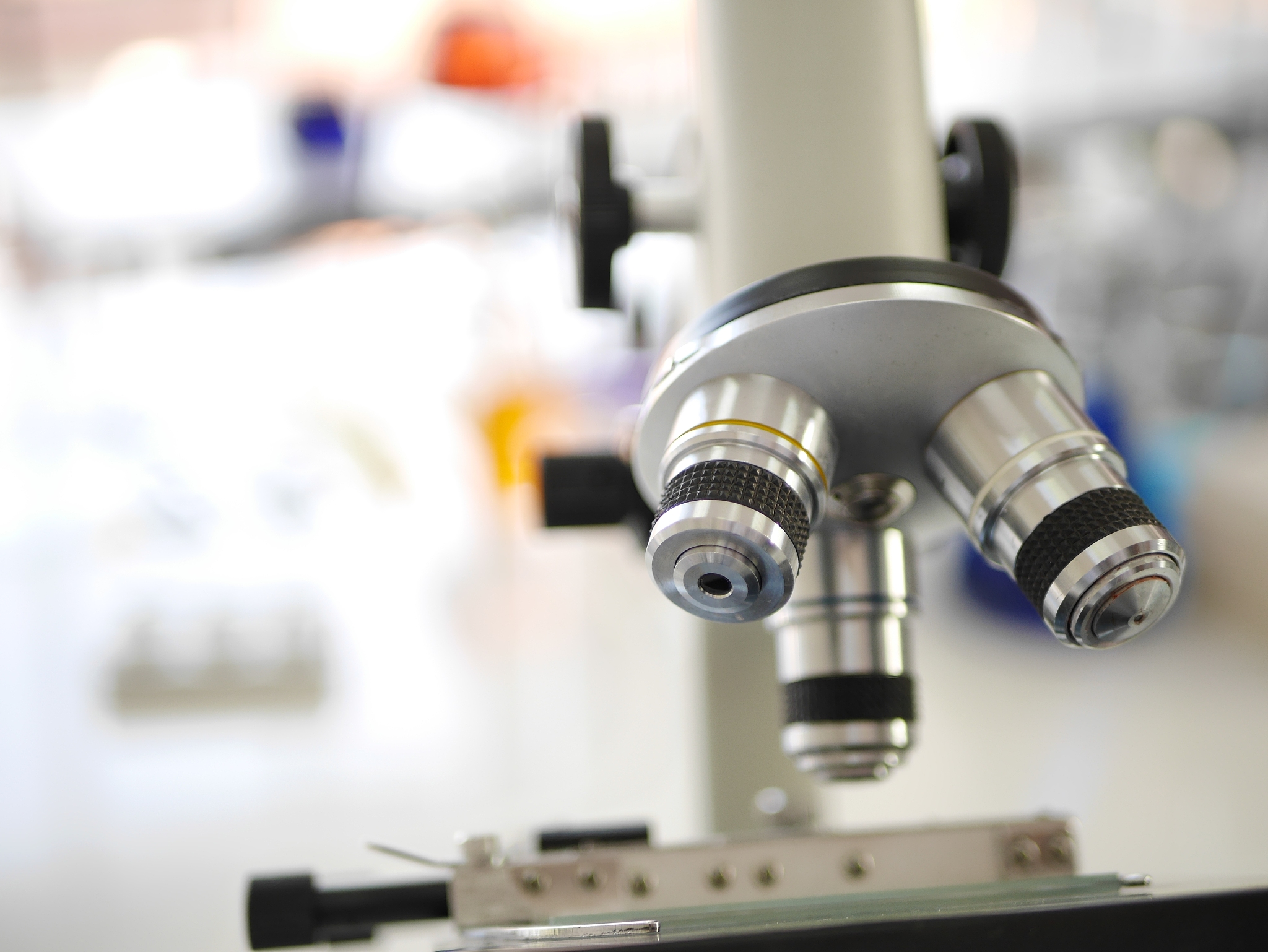 the microscope close up picture off lens laboratory equipment