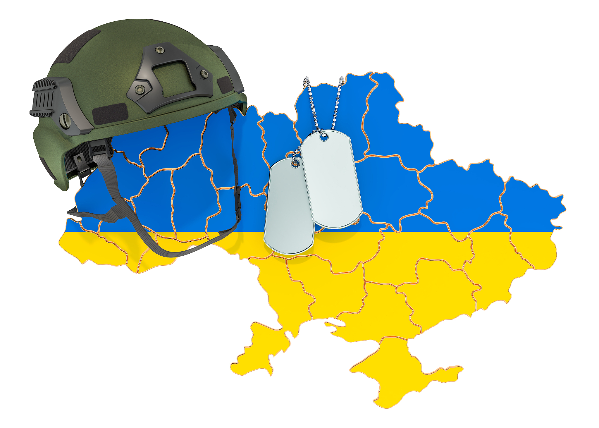 ukrainian military force, army or war concept. 3d rendering isol
