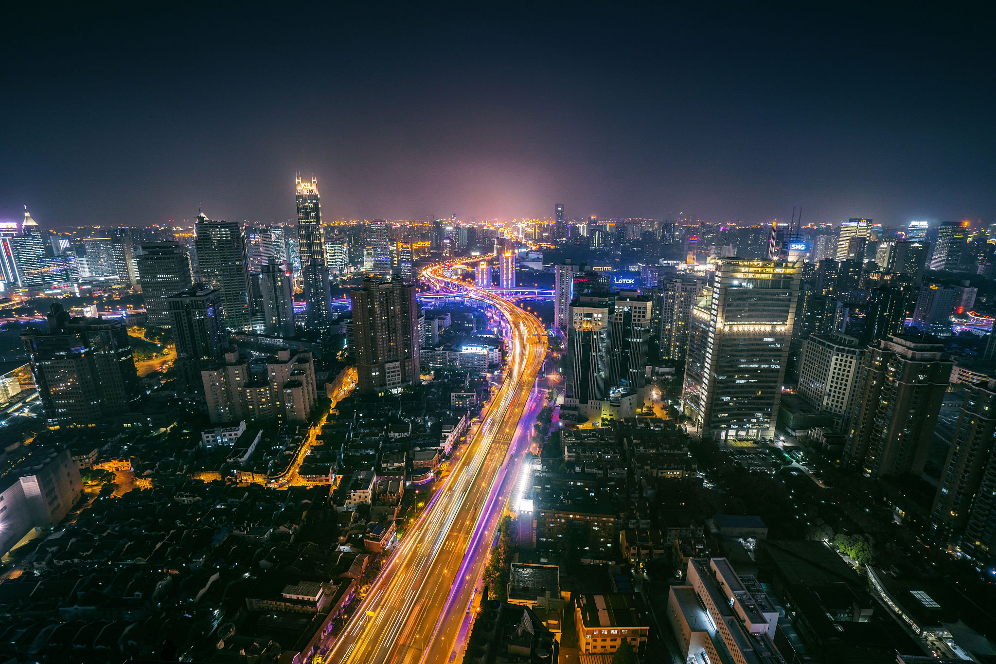 elevated view of shanghai's highway