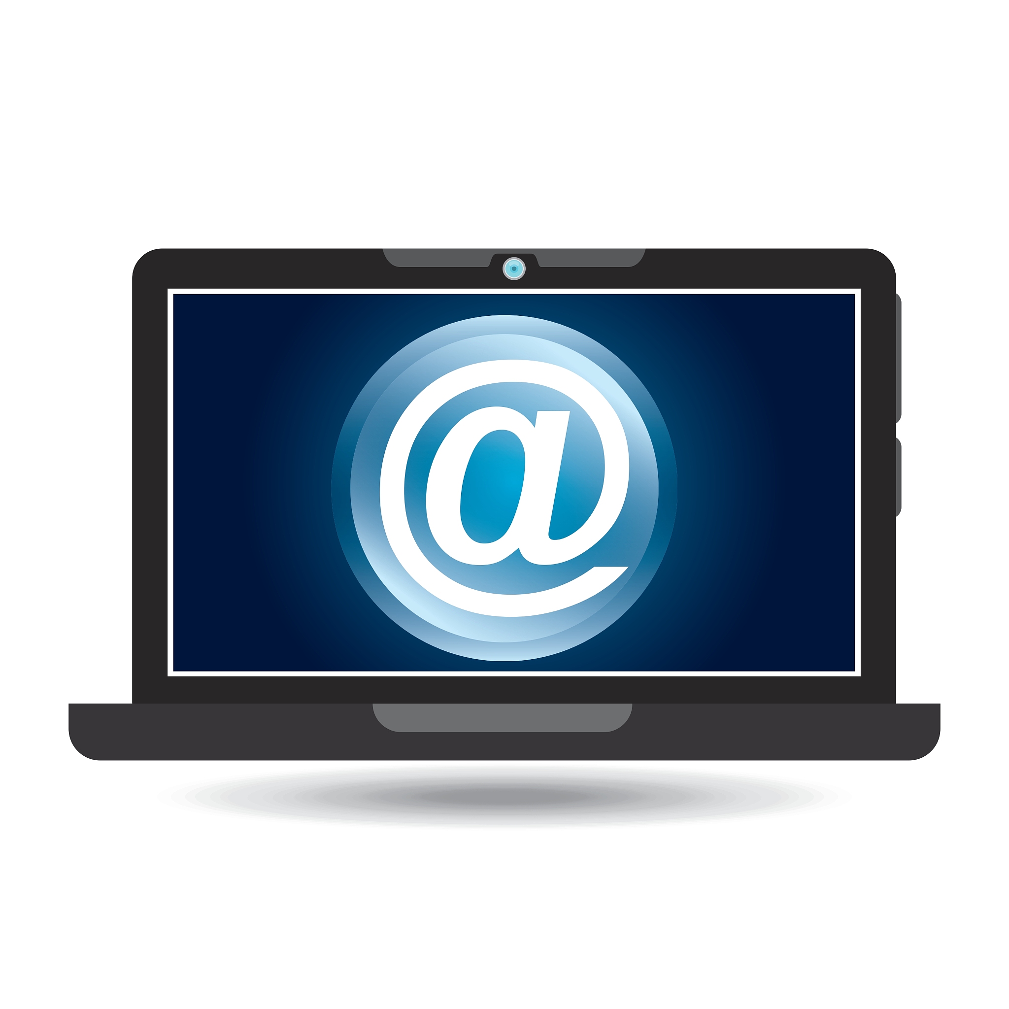laptop blue display mail social media