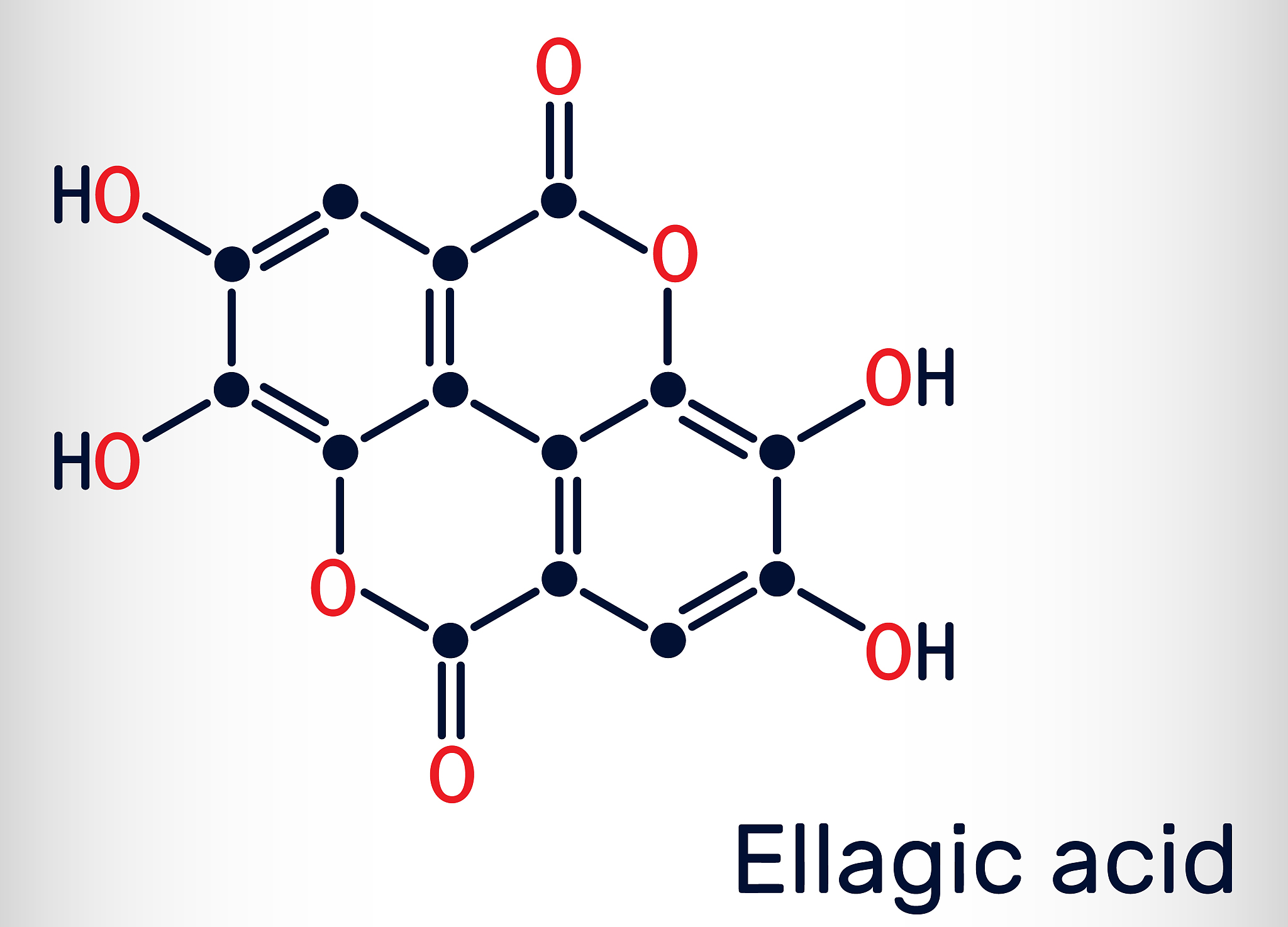 ellagic acid, c14h6o8 molecule. it is natural phenol antioxidant