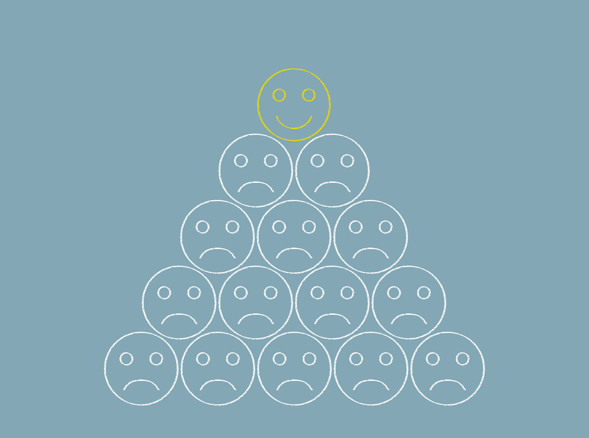 unhappy and happy smileys - business chalkboard background