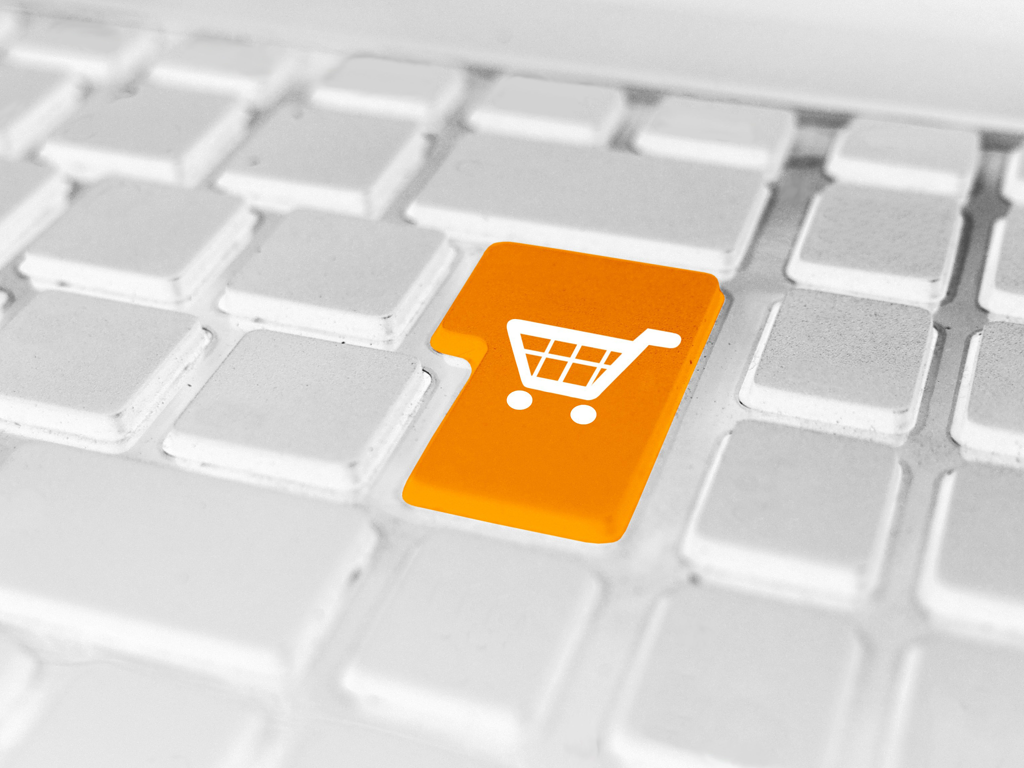 keyboard with colored shopping basket enter button
