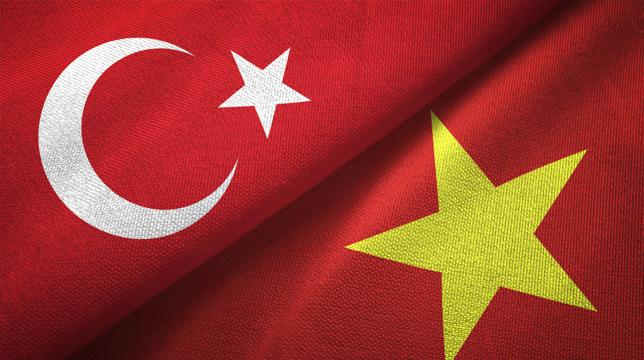 vietnam and turkey two flags together textile cloth, fabric text