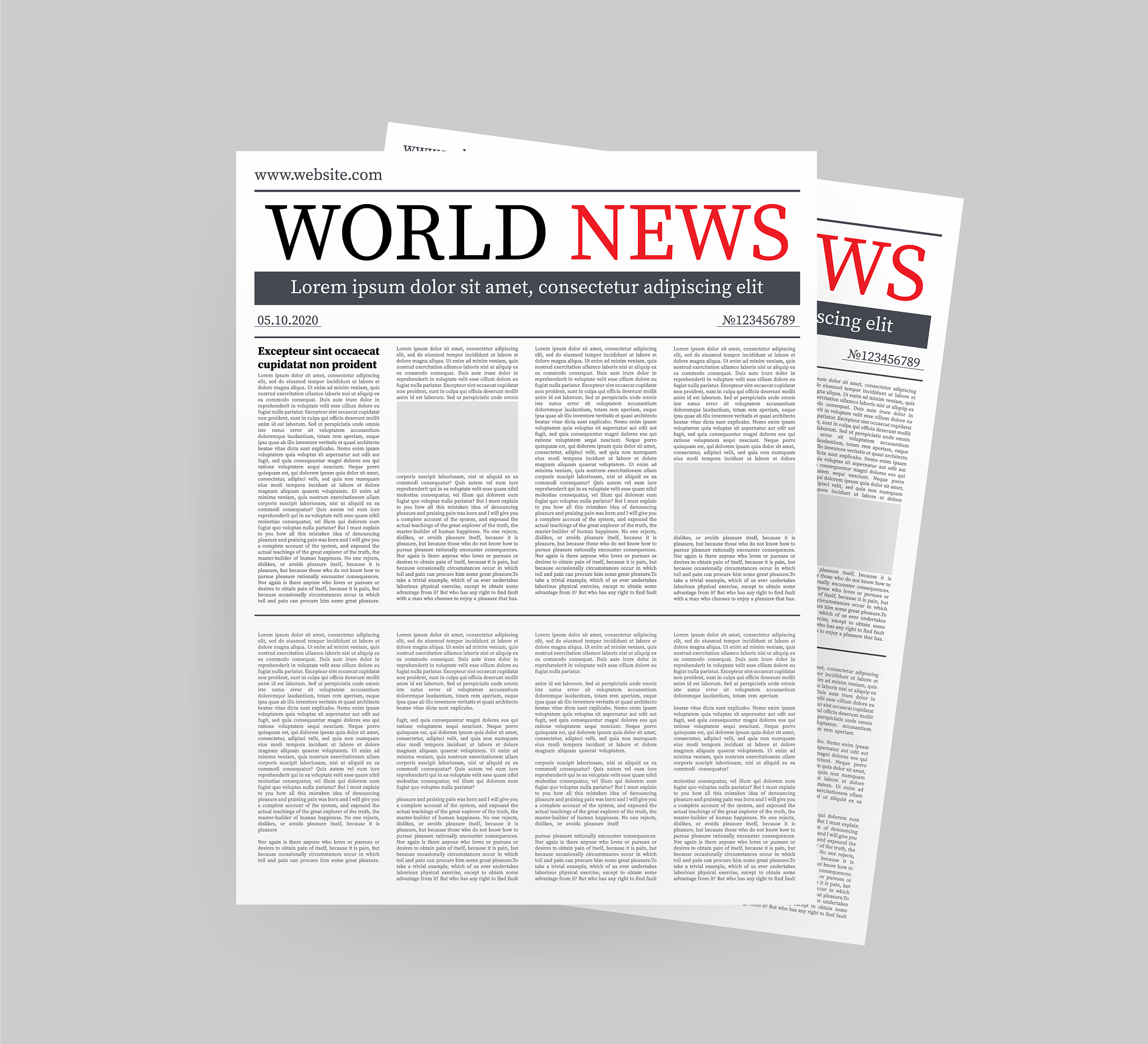 mock up a blank daily newspaper fully