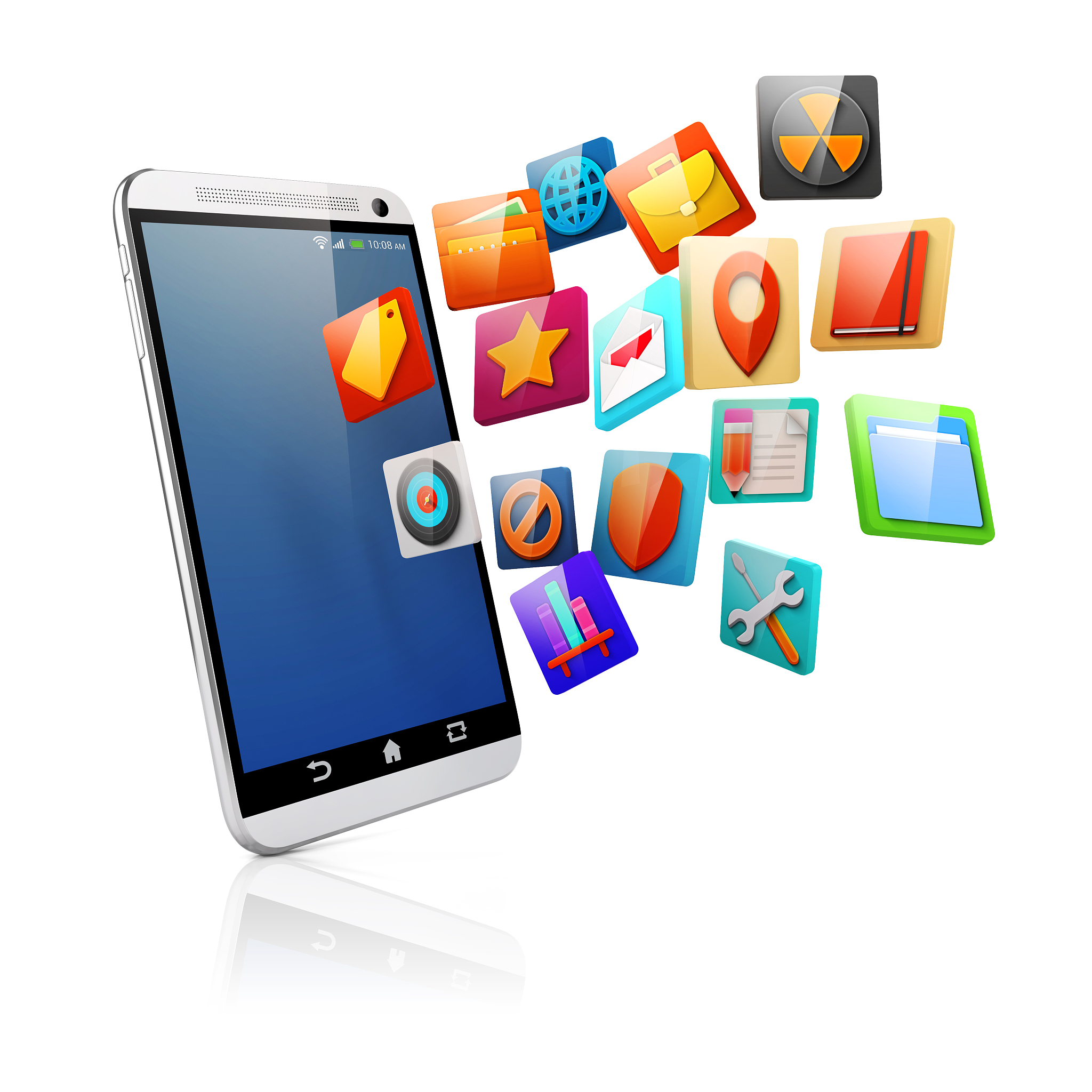3d smart phone on white background