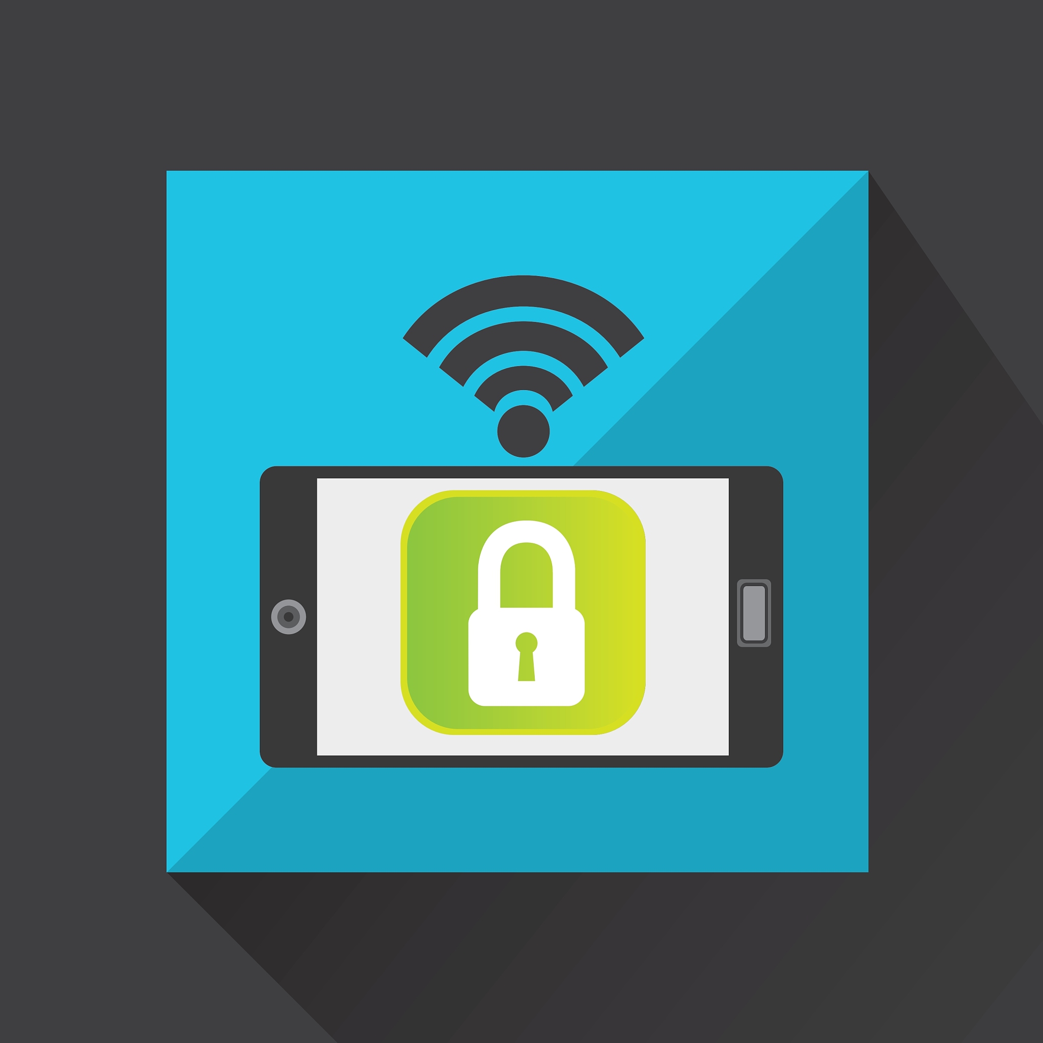 smartphone padlock internet wifi icon