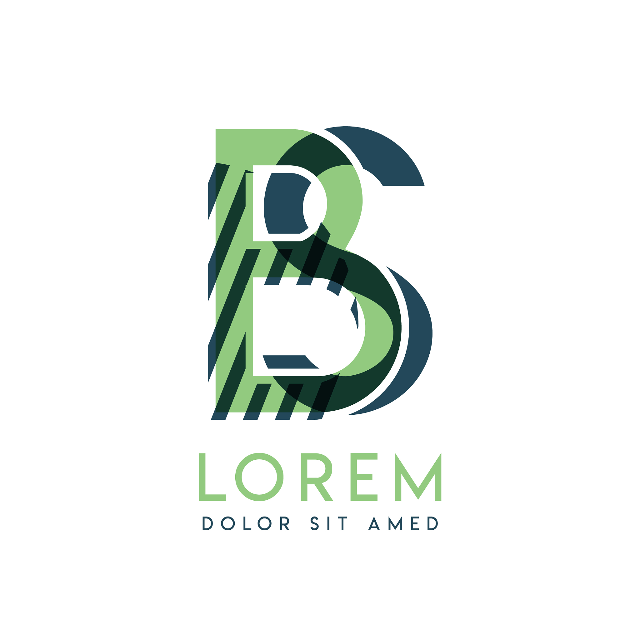 sb colorful logo design with green and dark green