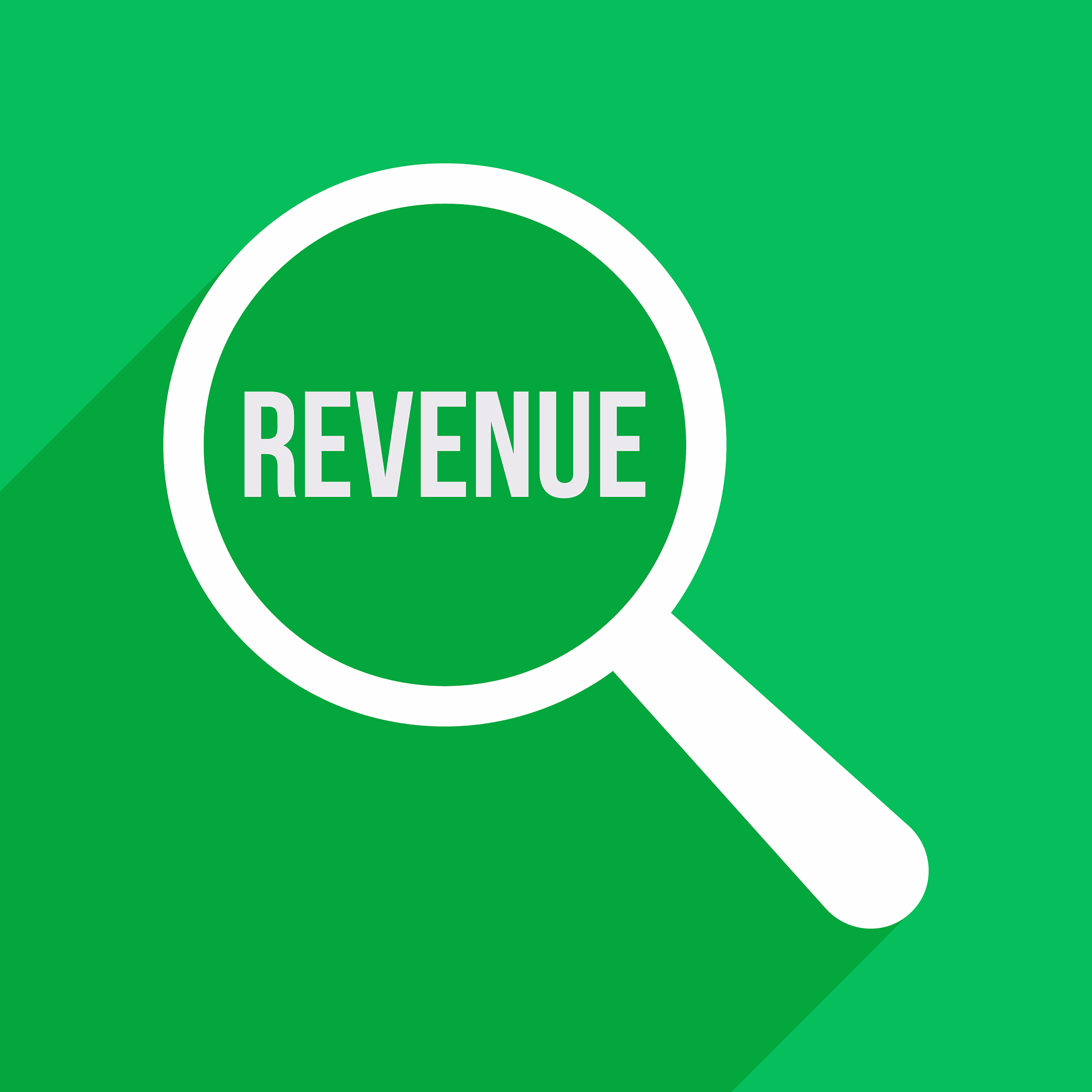 revenue word magnifying glass