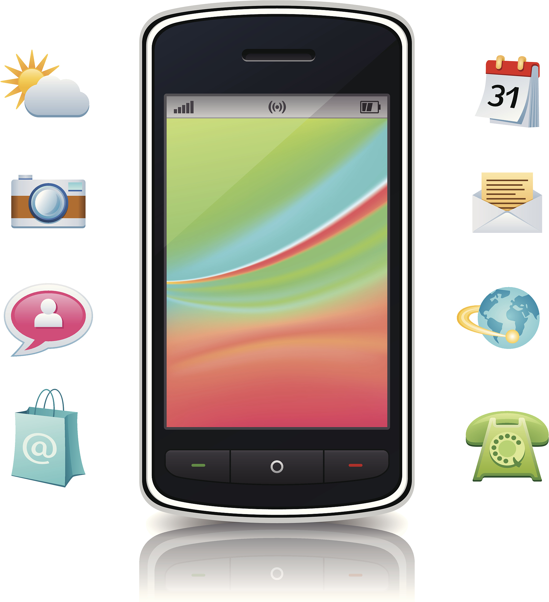 smartphone with application icon set