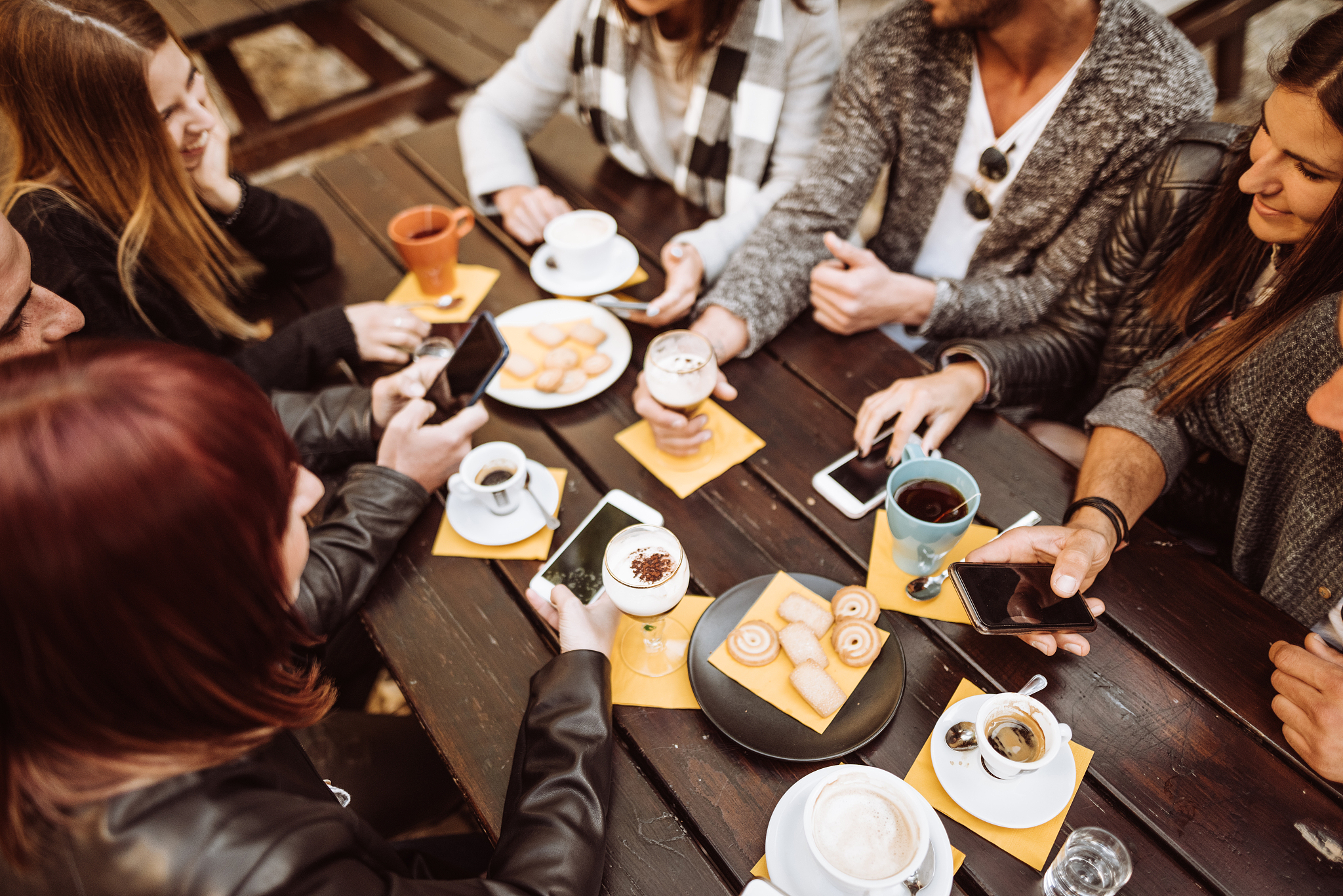 correct the sentence Most of the time we simply meet up at a cafe have a cup of coffee and some casual conversation We also enjoy having dinners together to savour good food and share stories