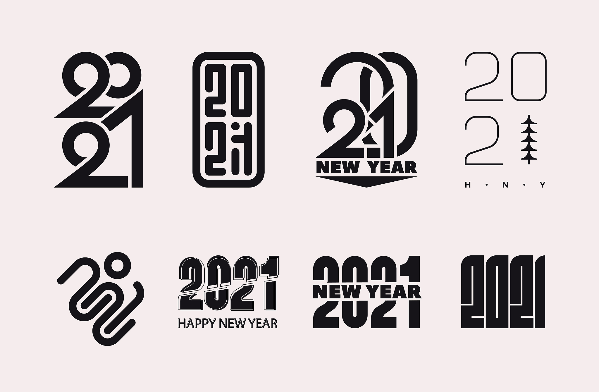 set modern creative design signs 2021 happy new year
