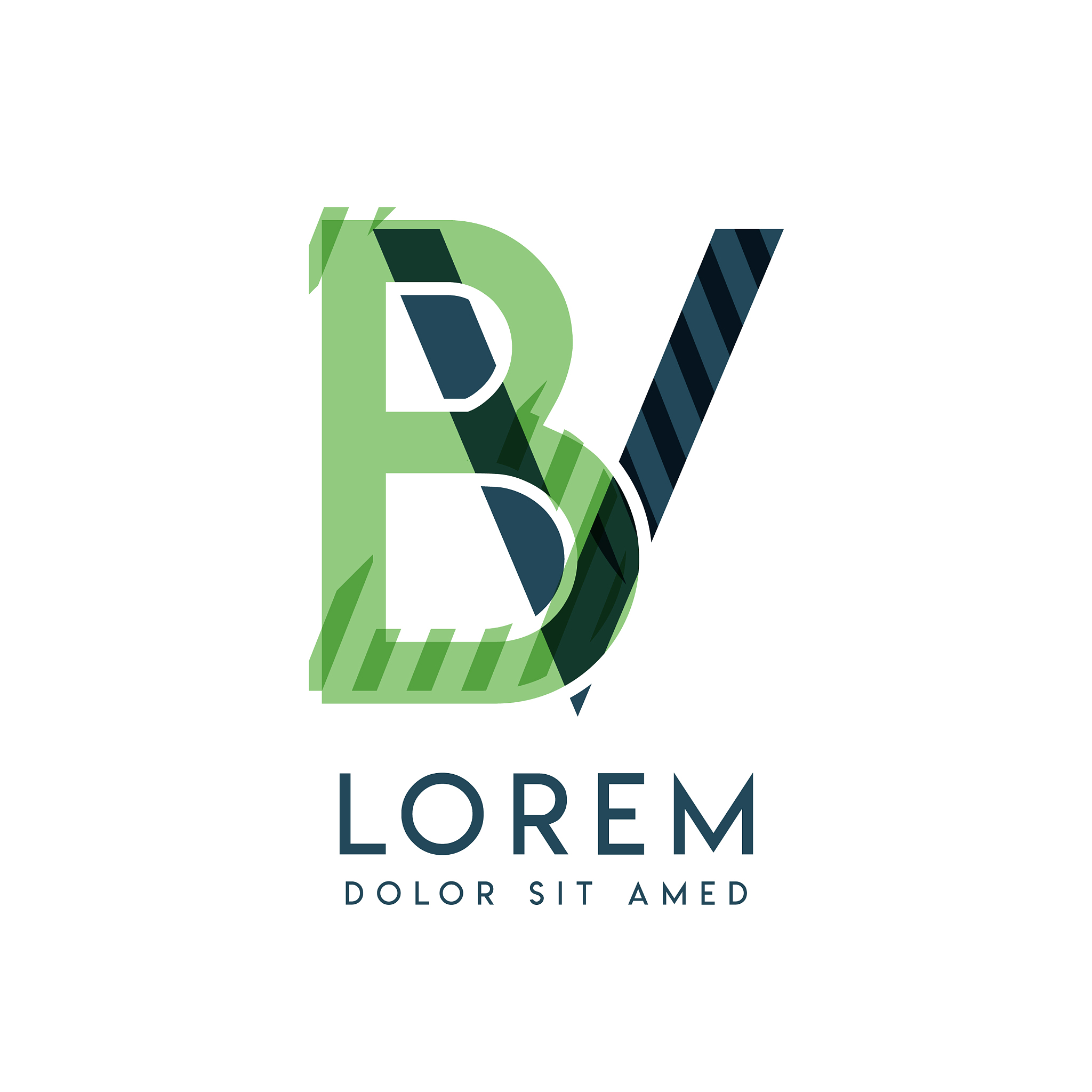 vb colorful logo design with green and dark green