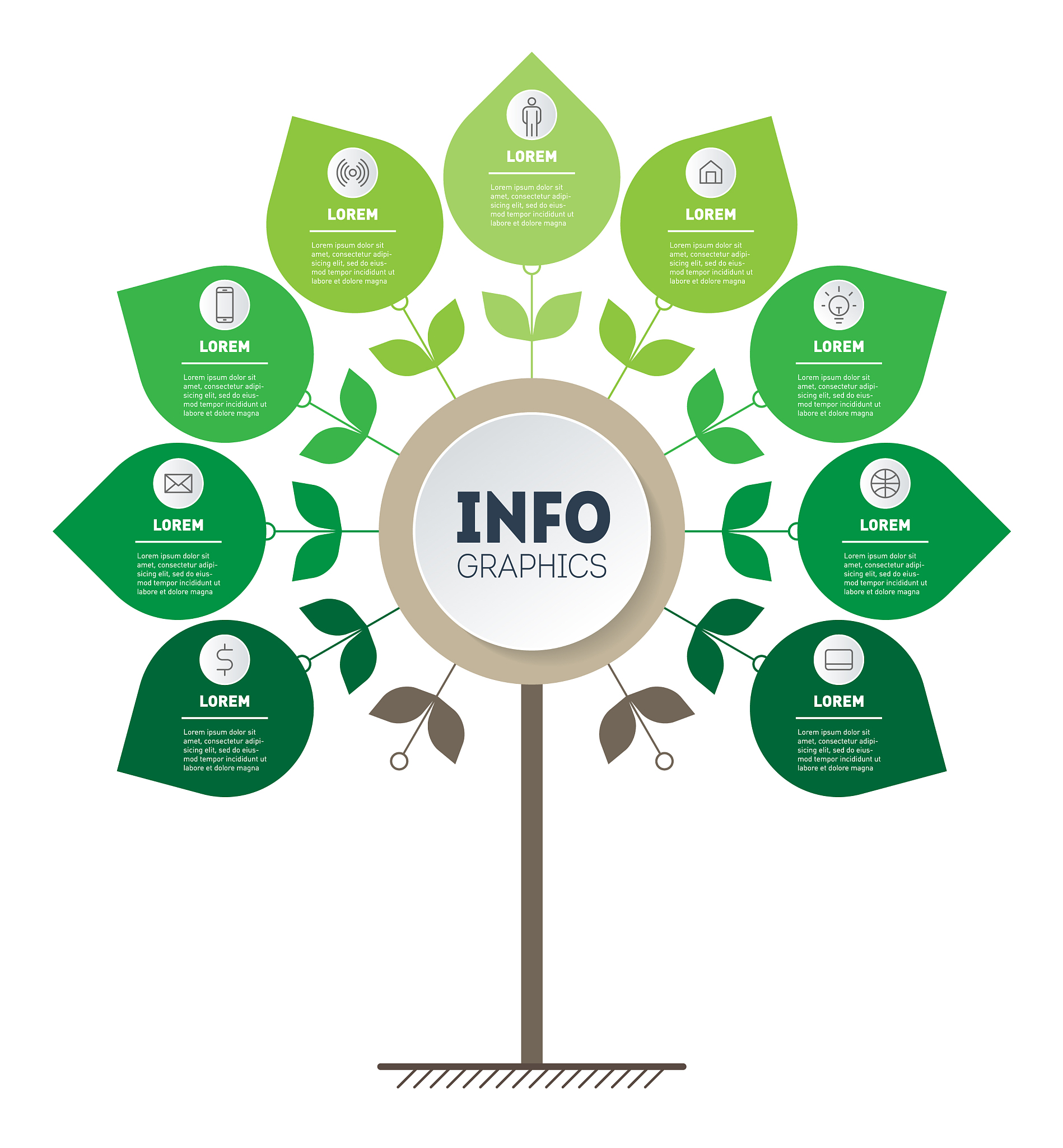 eco business presentation concept with 9 options