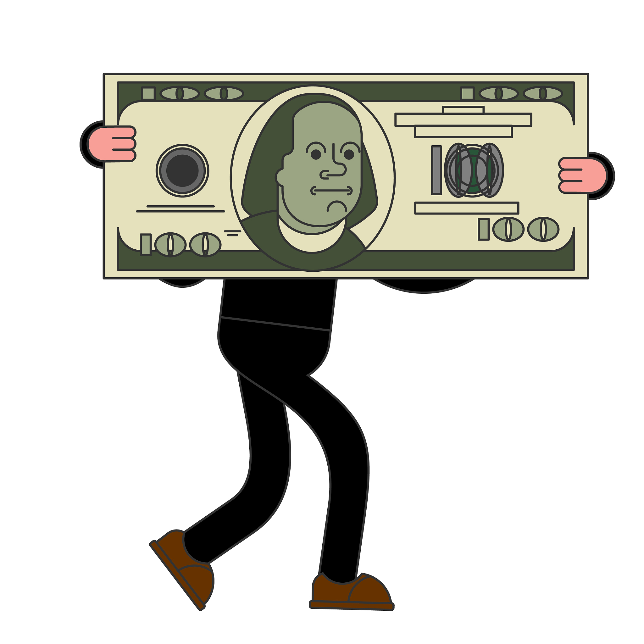businessman carries big dollar huge profits big
