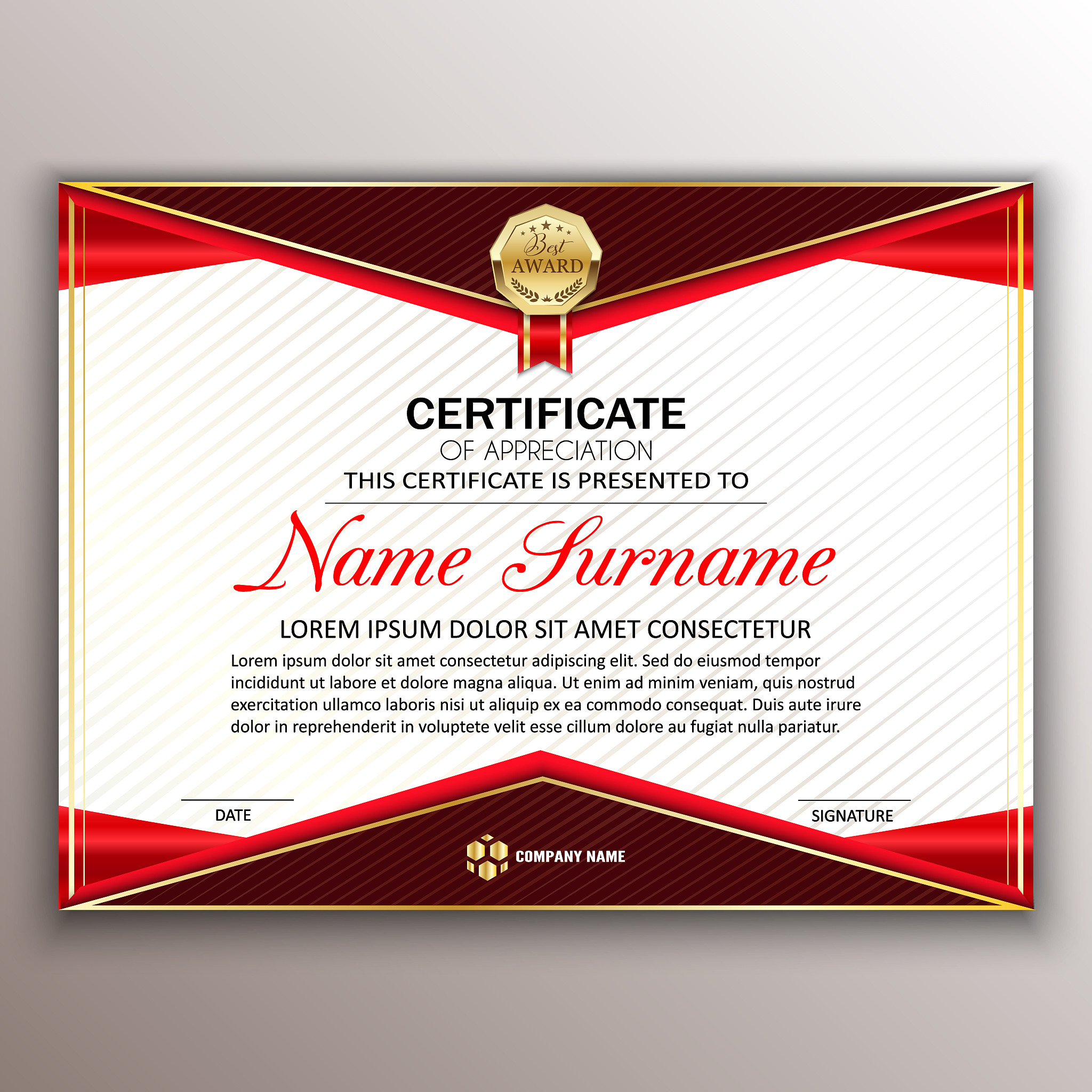 beautiful certificate template design with best award symbol. ve