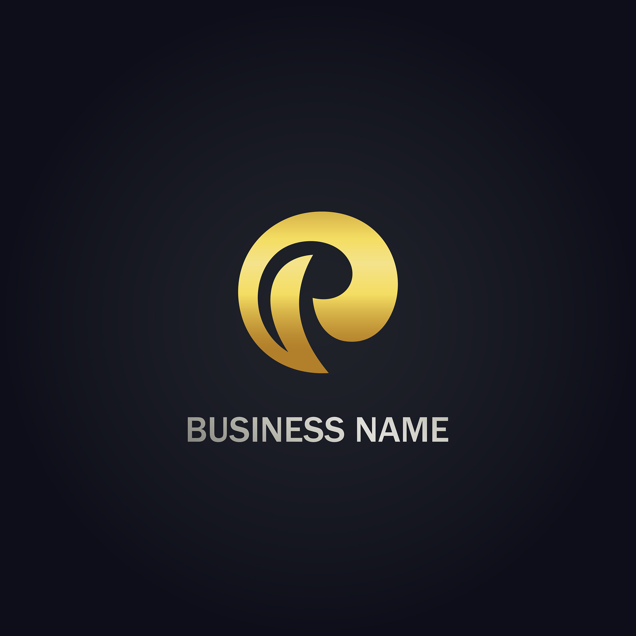p initial abstract gold logo