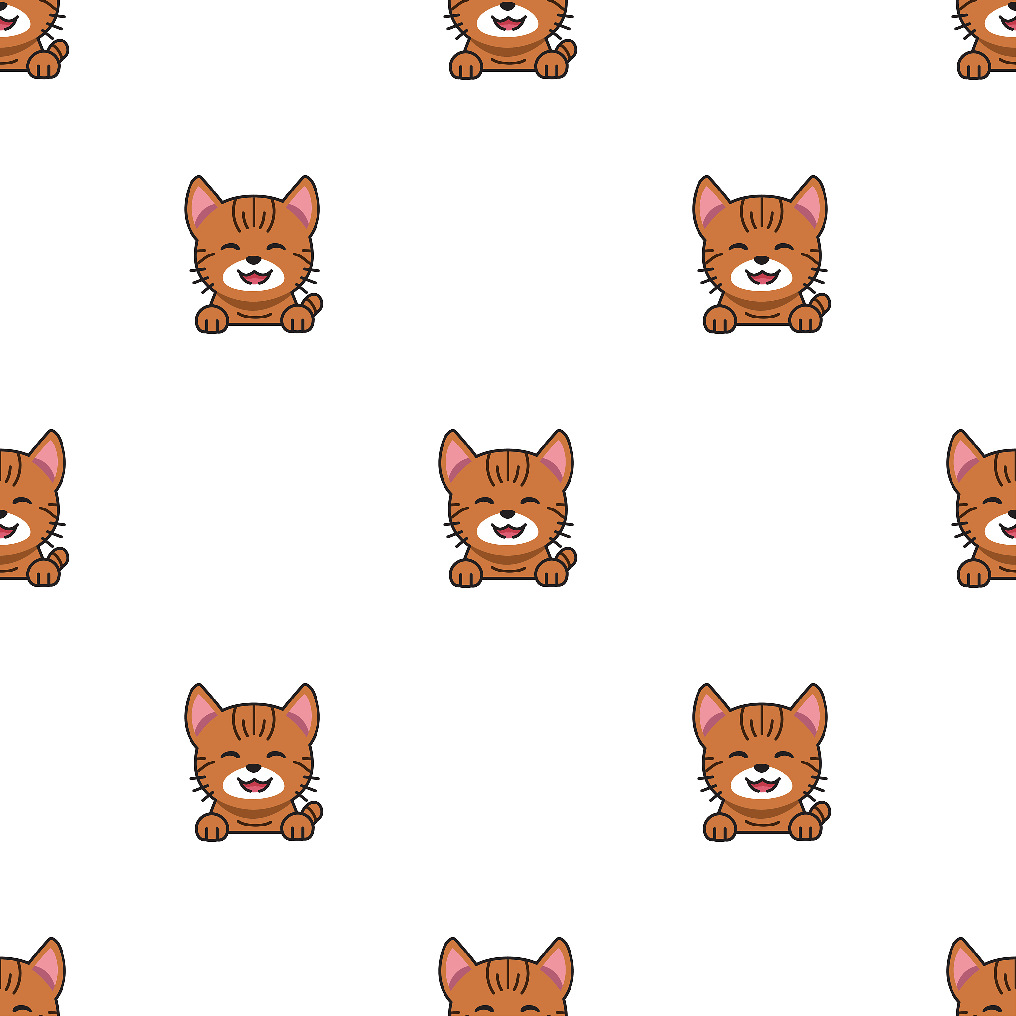 cartoon character tabby cat seamless pattern background
