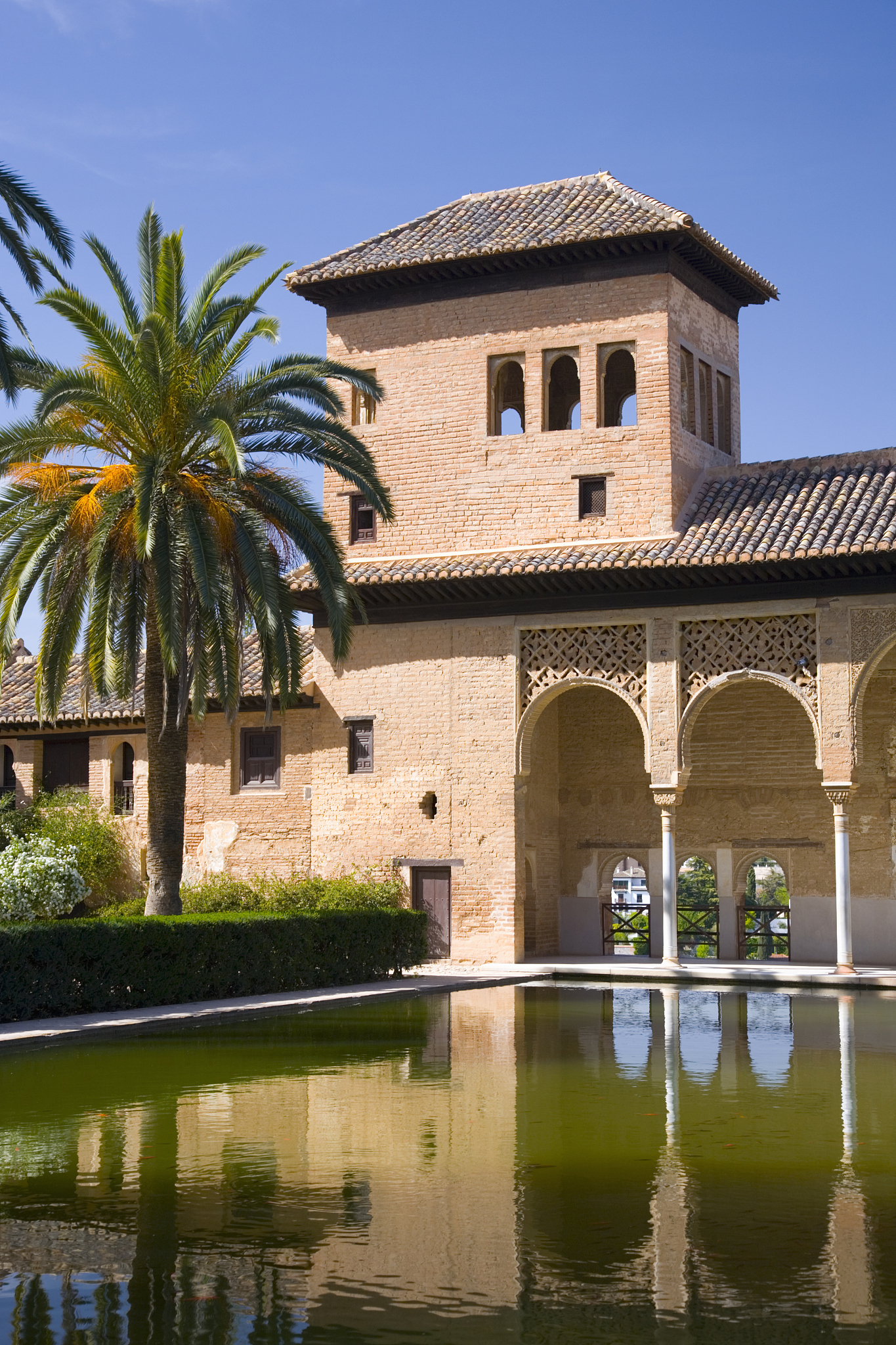 spain, andalucia, granada, alhambra palace, damas tower building