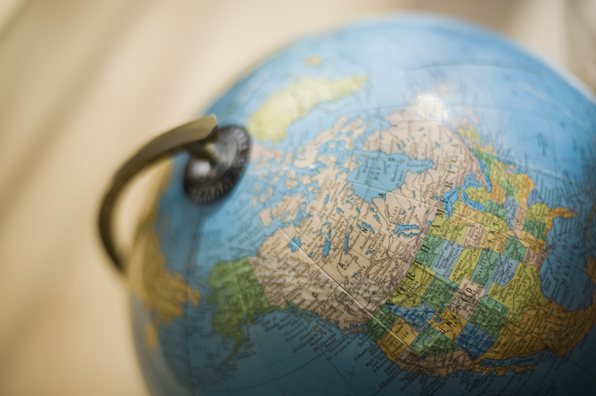 north america on globe