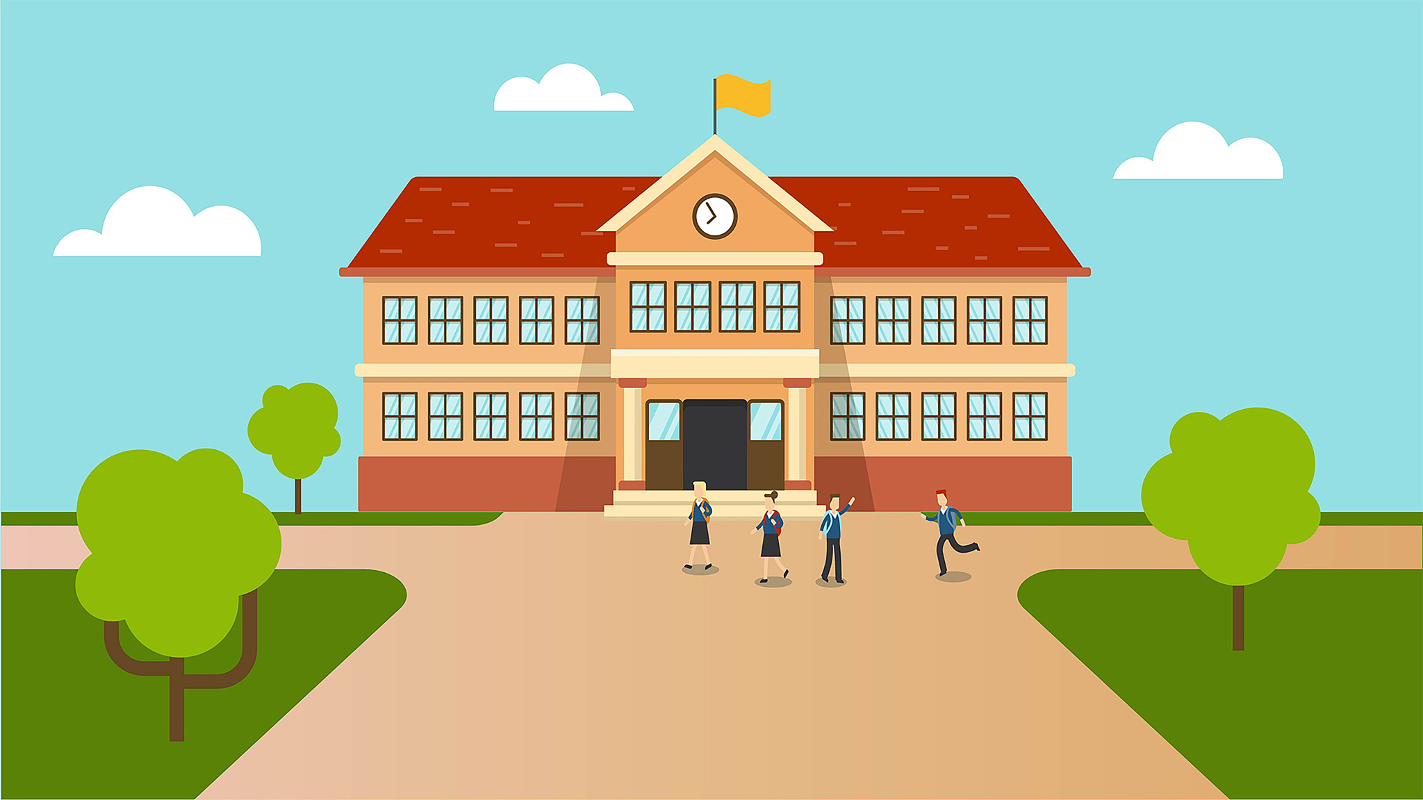 school building. education process, welcome back to school.