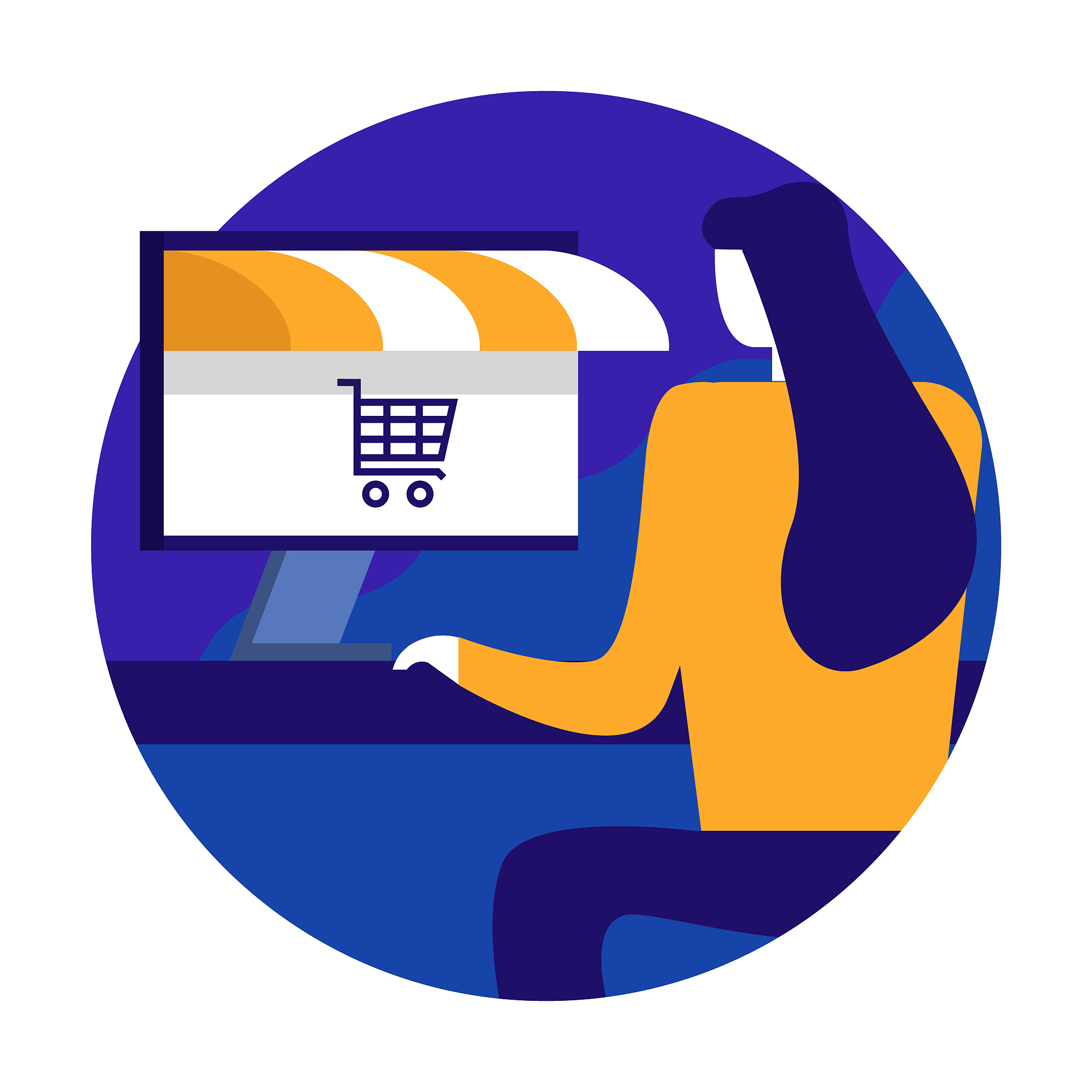 young woman shopping online using computer desktop.