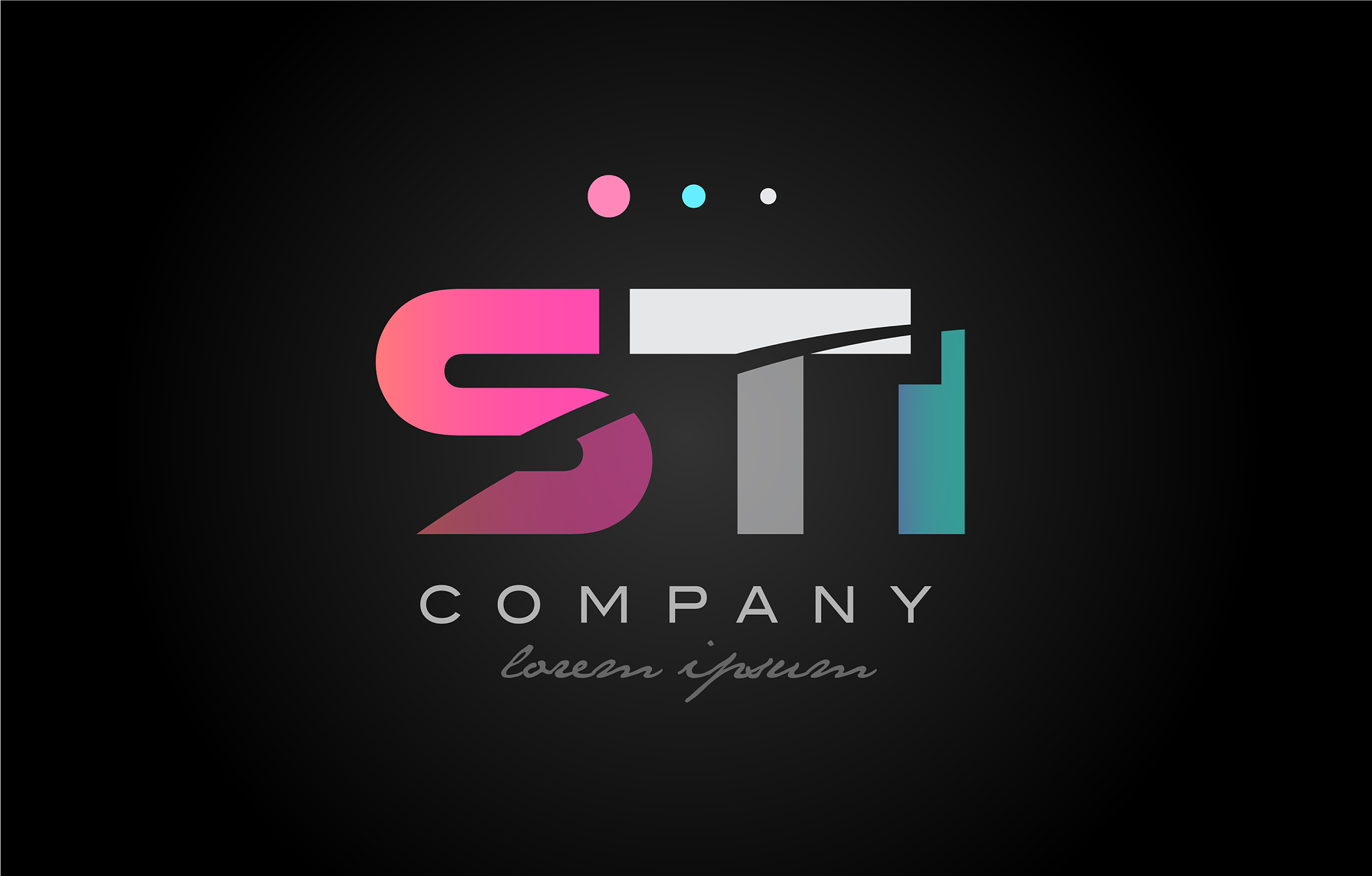 sti s t i three letter logo icon design