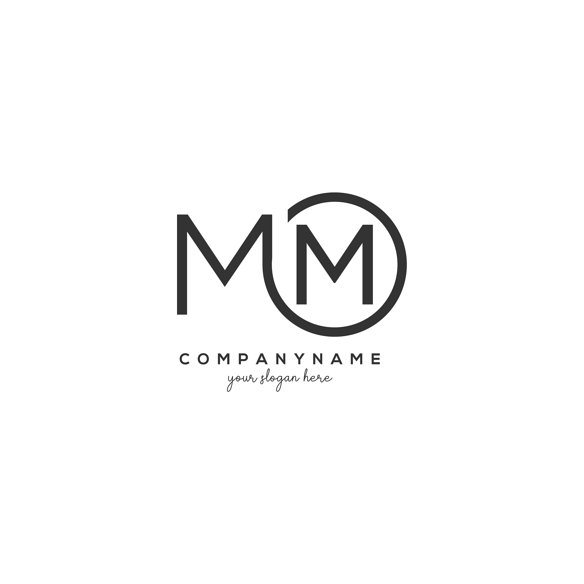 initial mm letter logo with circle template