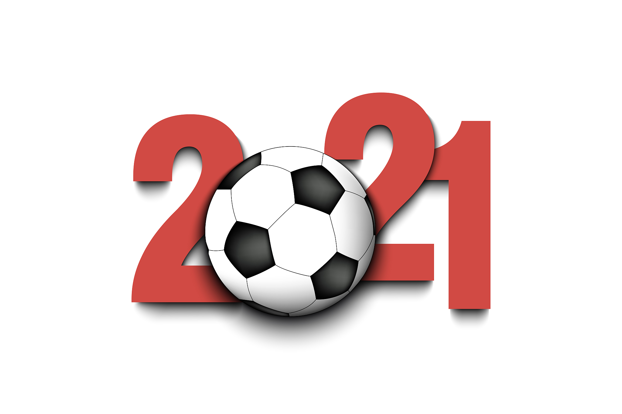 new year numbers 2021 and soccer ball