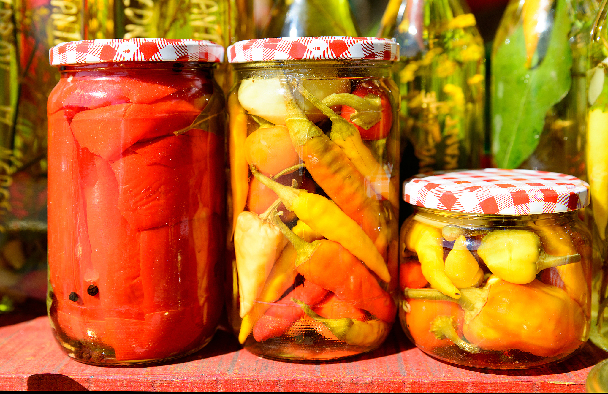 vegetables in glass jars