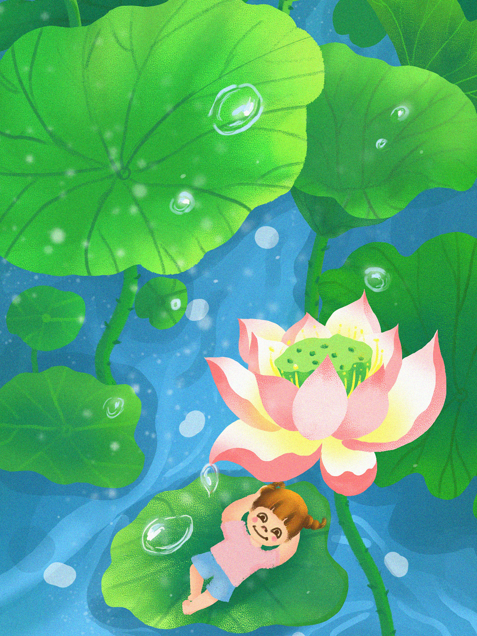 关于处暑节气的诗配画